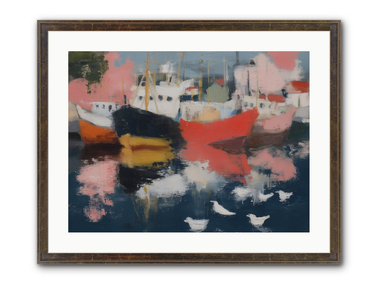 Harbor's Mirror Magic Framed Print - Slimwoods Black/Gold 24x18