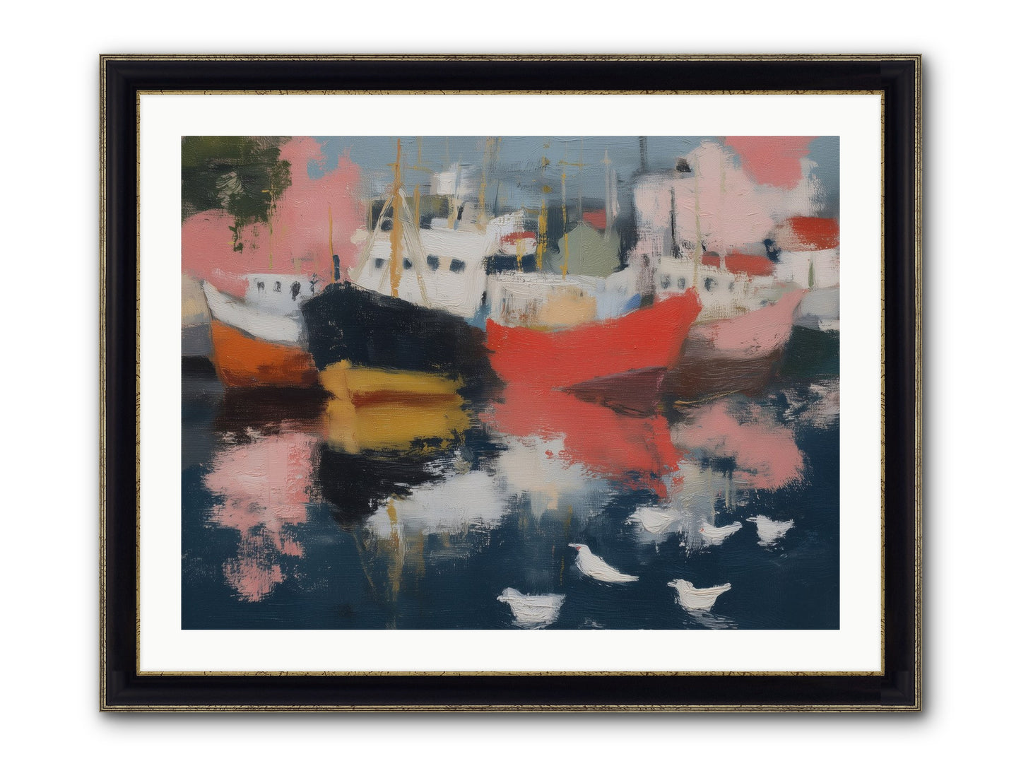 Harbor's Mirror Magic Framed Print - Black & Gold 32x24