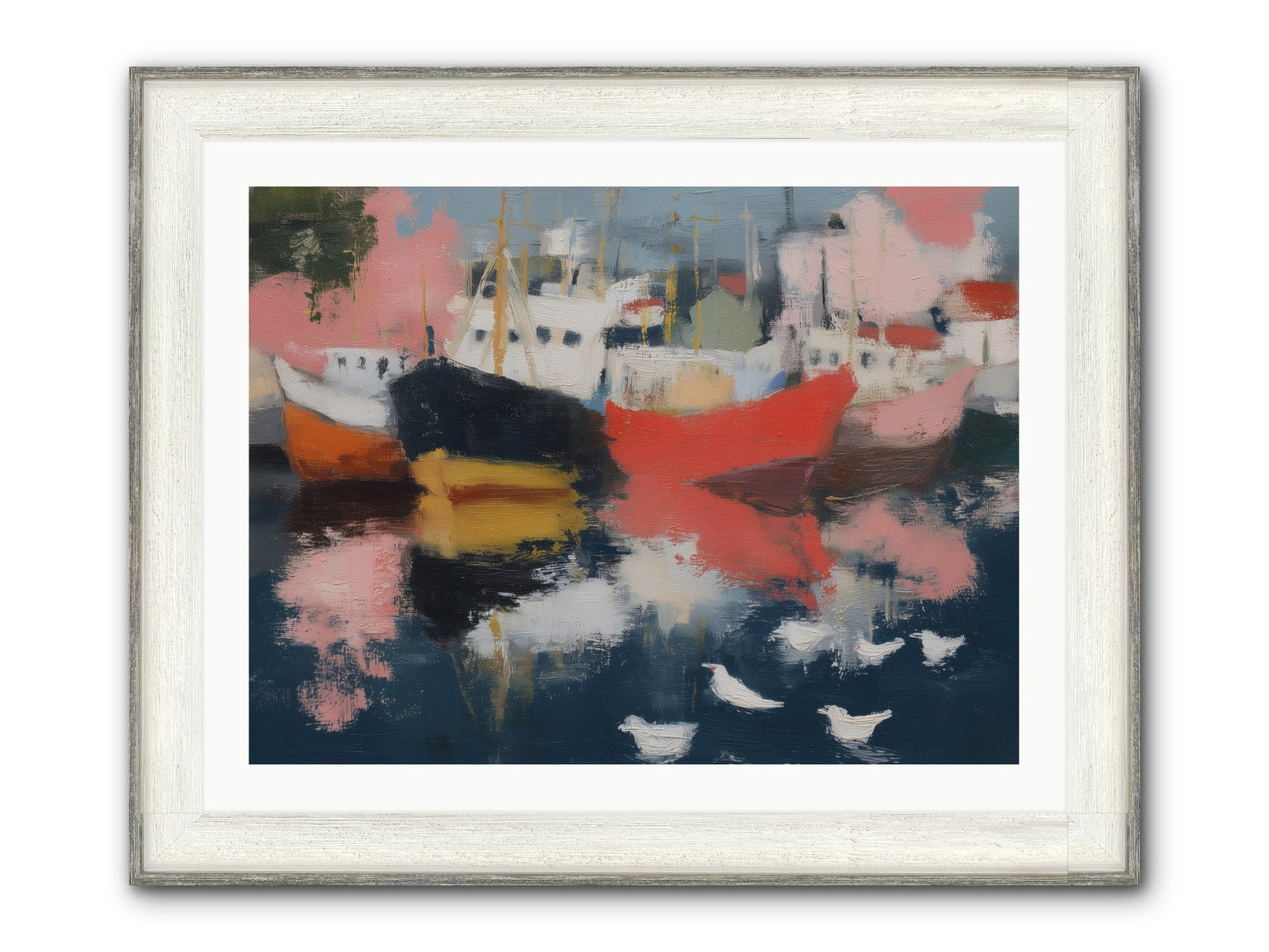 Harbor's Mirror Magic Framed Print - Driftwood White 32x24