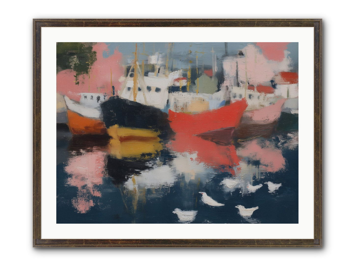 Harbor's Mirror Magic Framed Print - Slimwoods Black/Gold 32x24