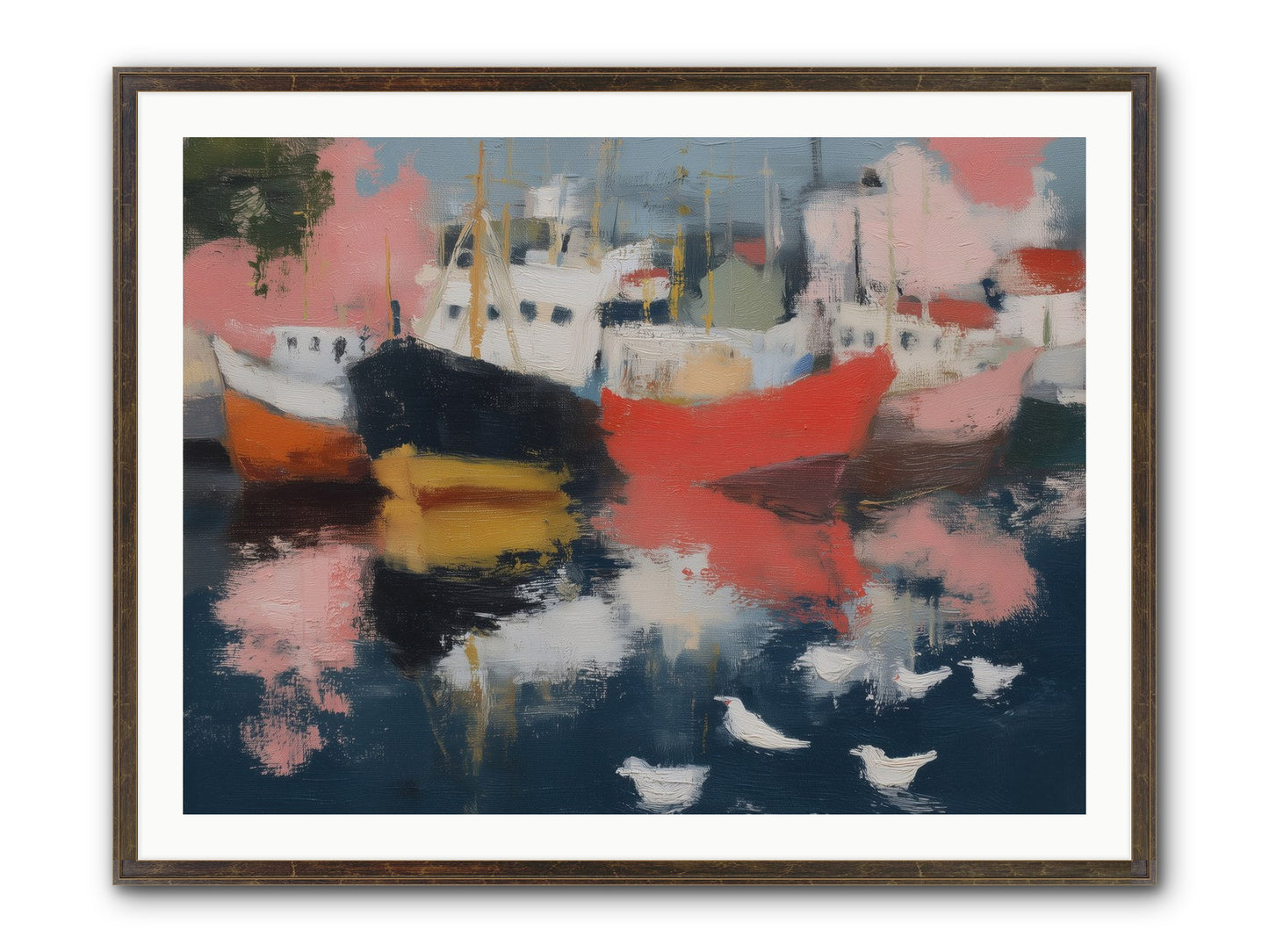 Harbor's Mirror Magic Framed Print - Slimwoods Black/Gold 40x30