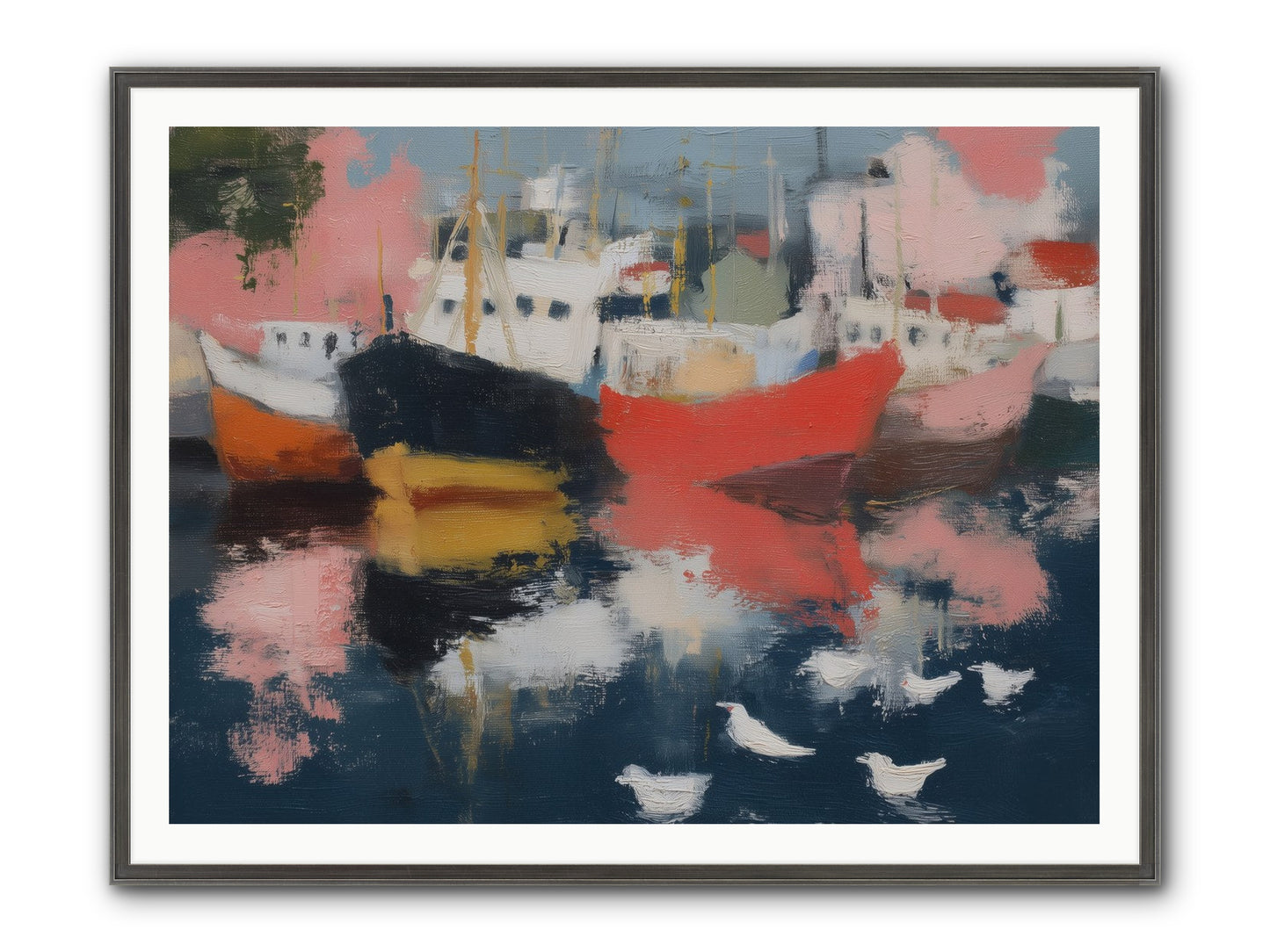 Harbor's Mirror Magic Framed Print - Slimwoods Black/Silver 48x36