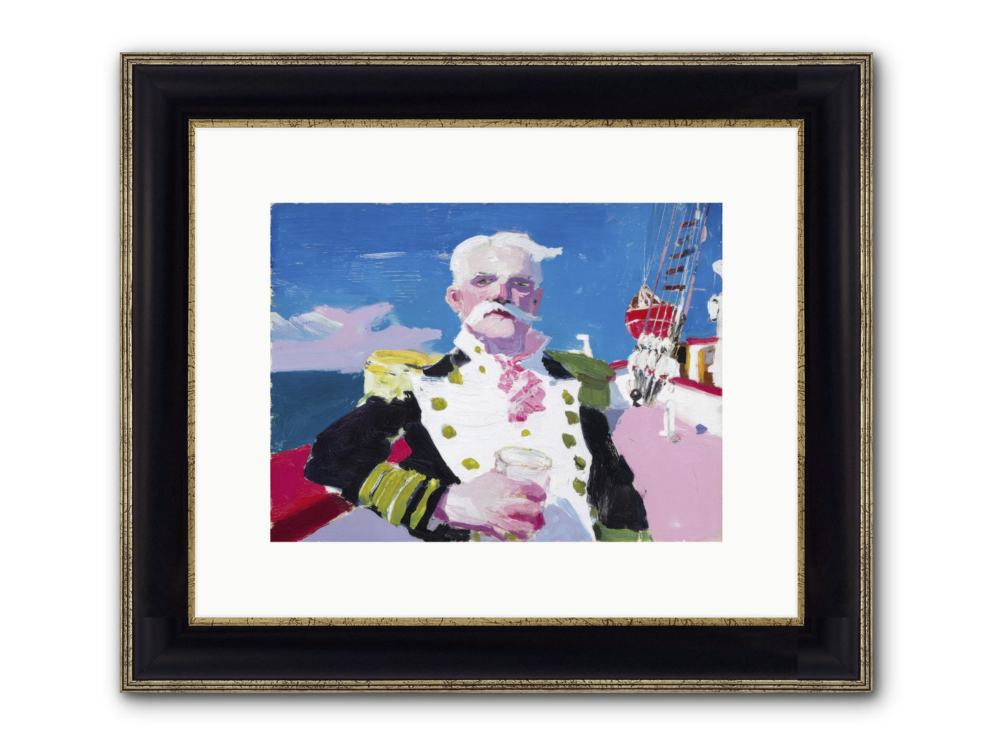 Harbor Watch Framed Print - Black & Gold 12x9