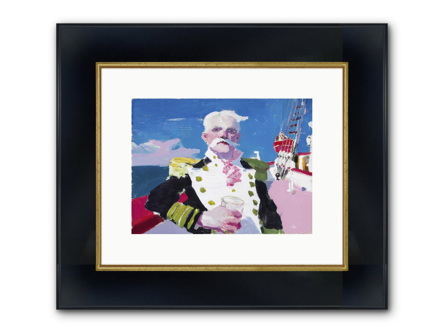 Harbor Watch Framed Print - Wide Black w/Gold 12x9