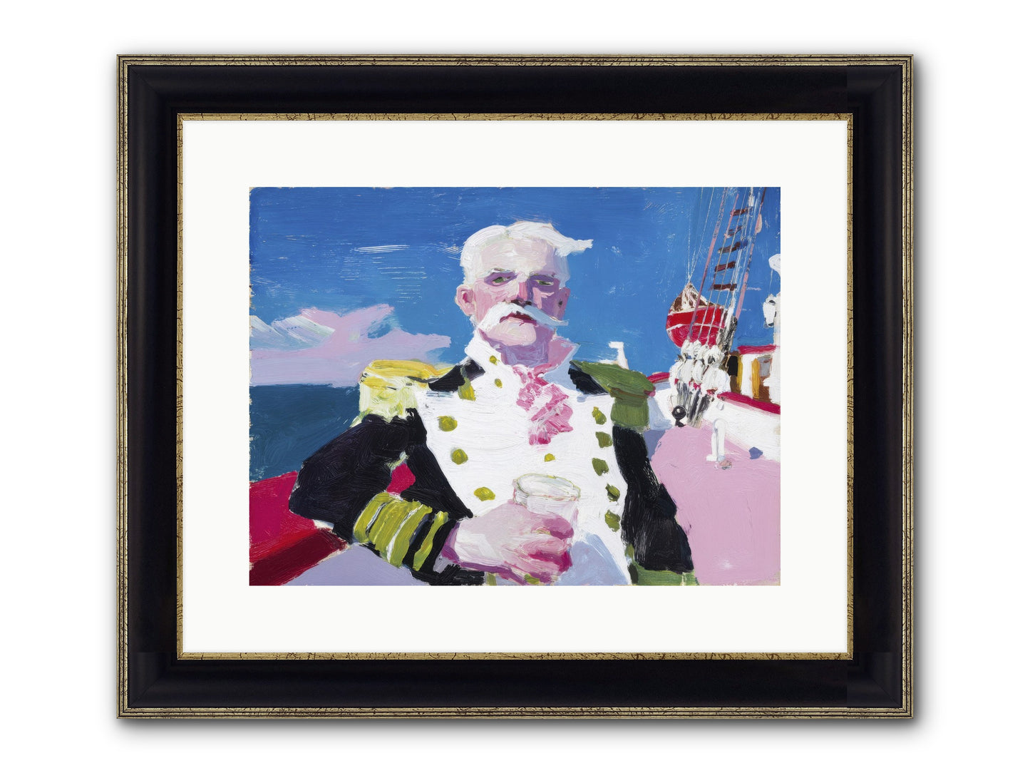 Harbor Watch Framed Print - Black & Gold 16x12