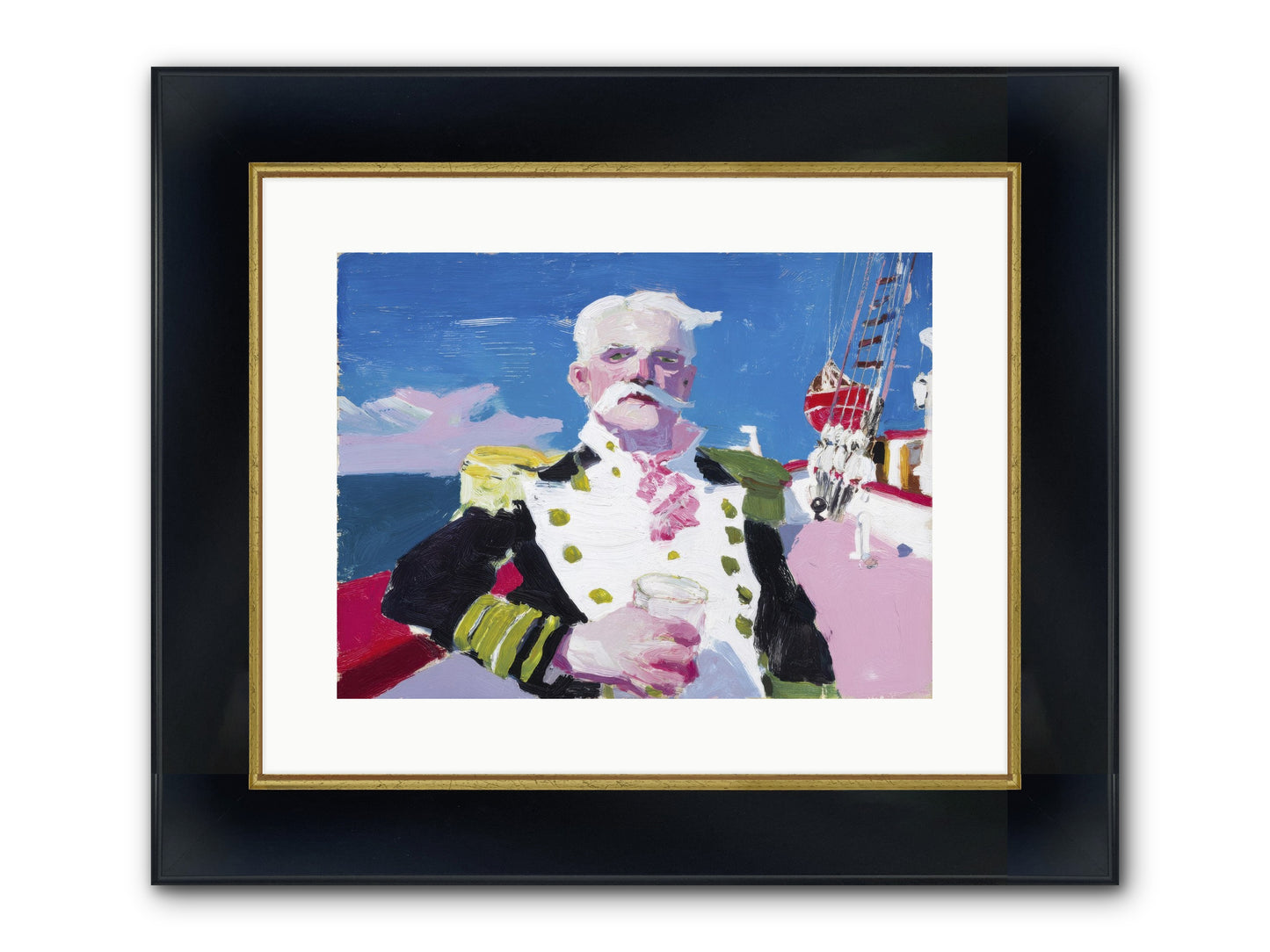 Harbor Watch Framed Print - Wide Black w/Gold 16x12
