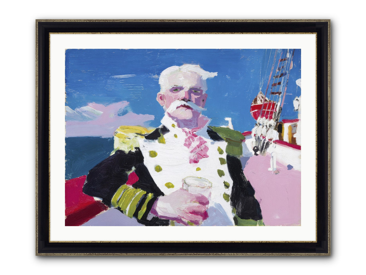 Harbor Watch Framed Print - Black & Gold 32x24