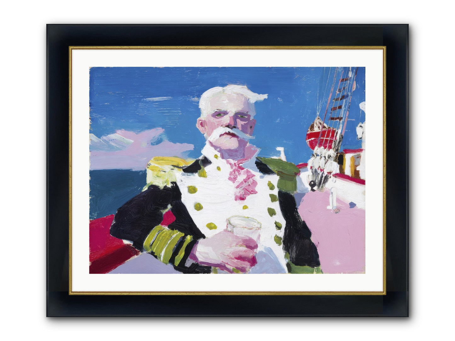 Harbor Watch Framed Print - Wide Black w/Gold 32x24