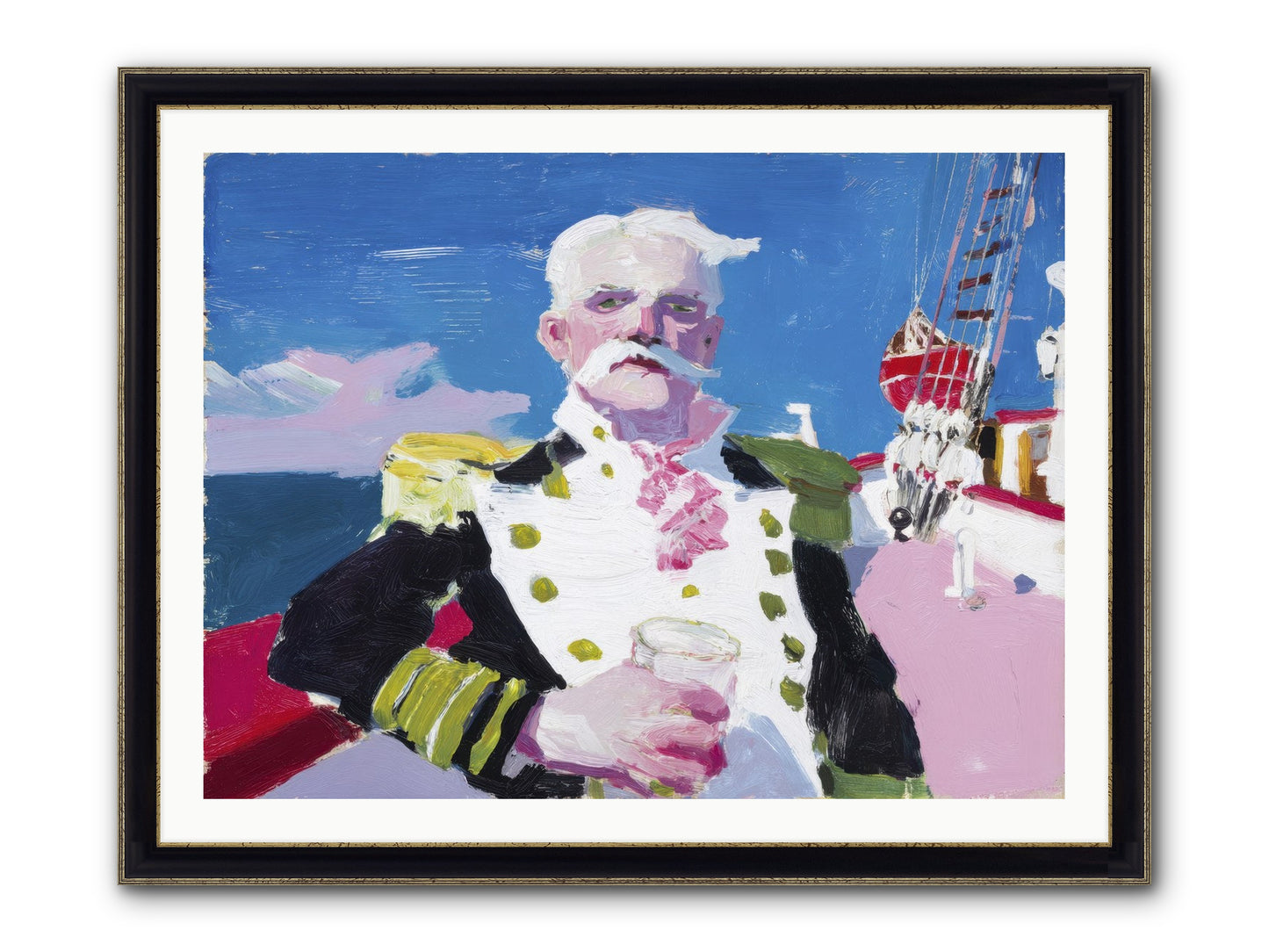 Harbor Watch Framed Print - Black & Gold 40x30