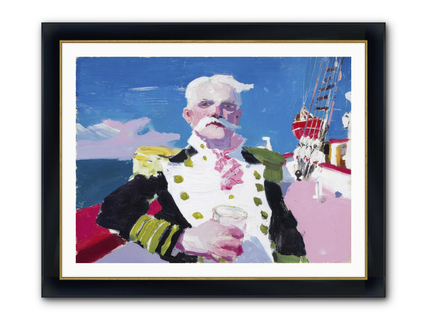 Harbor Watch Framed Print - Wide Black w/Gold 40x30
