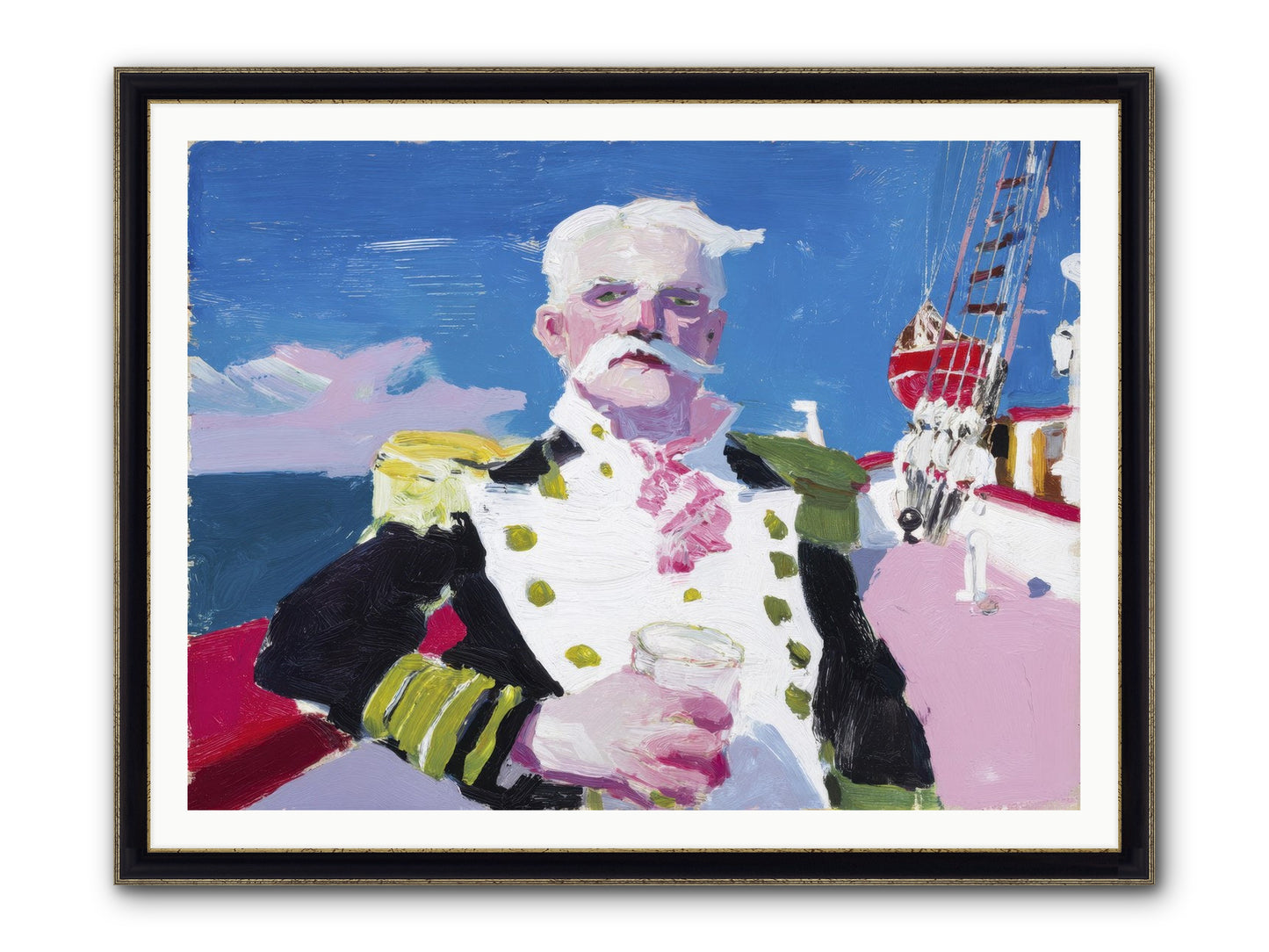 Harbor Watch Framed Print - Black & Gold 48x36