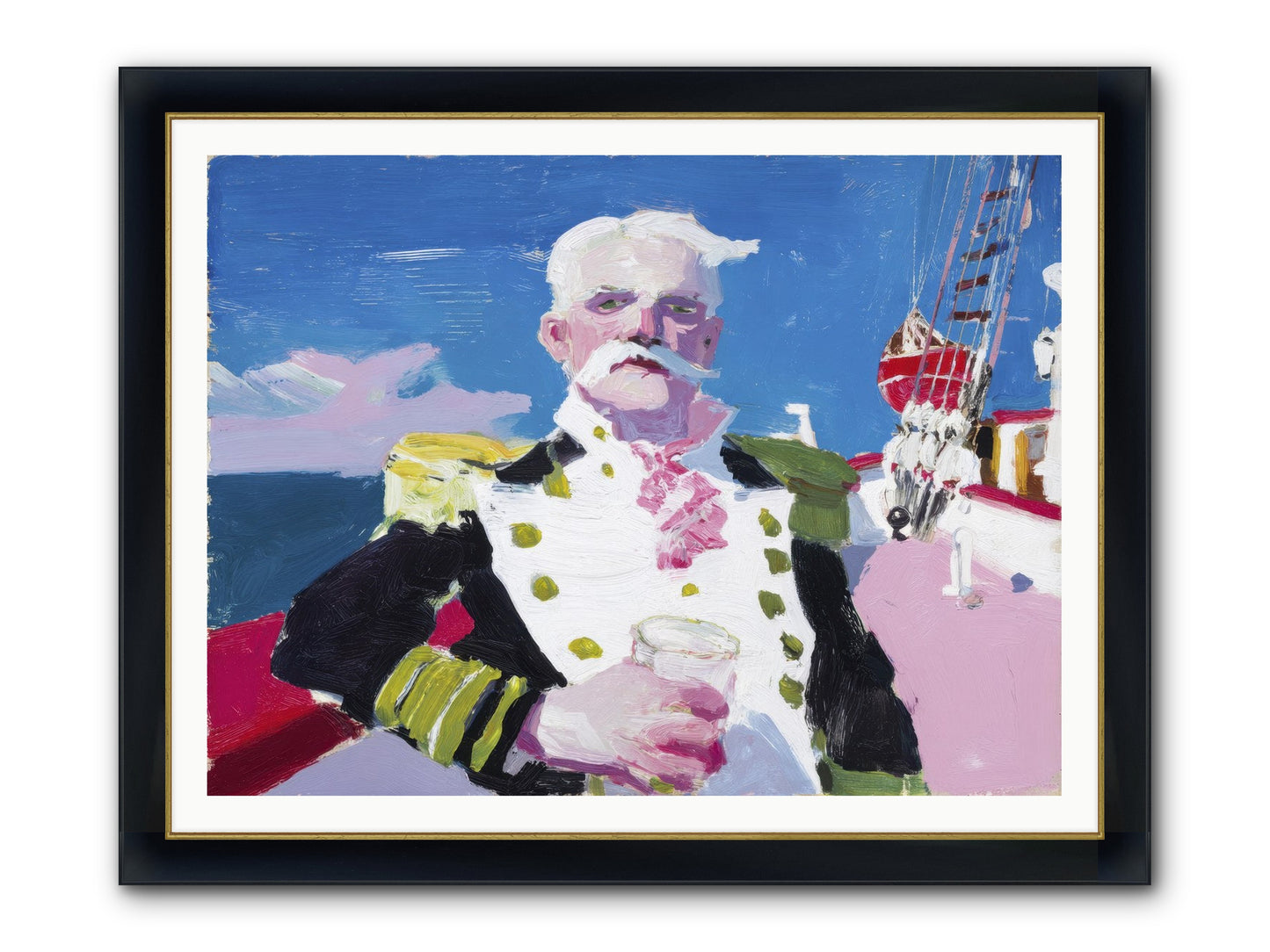 Harbor Watch Framed Print - Wide Black w/Gold 48x36