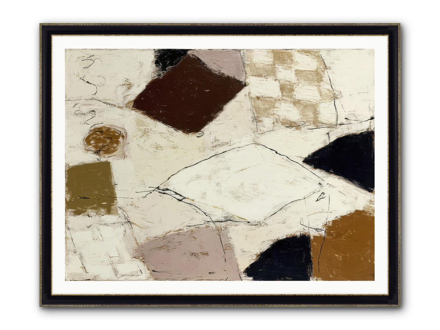 Harbored Framed Print - Black & Gold 48x36