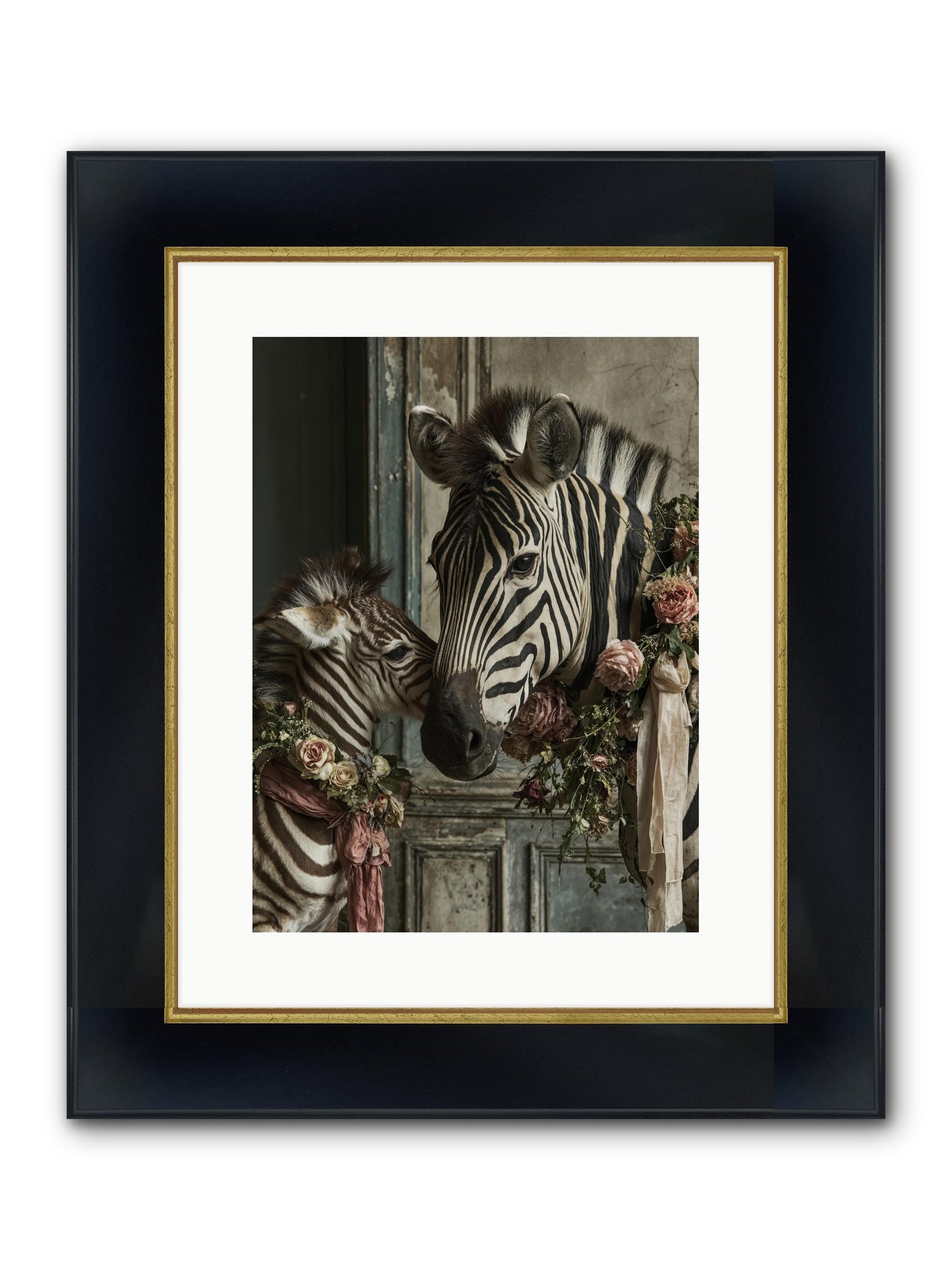 Hariette Framed Print - Wide Black w/Gold 12x16