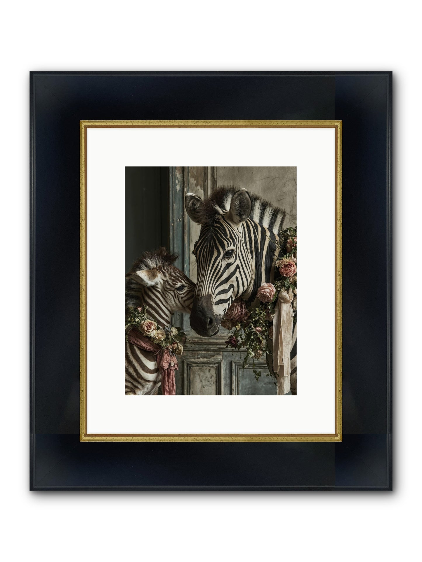 Hariette Framed Print - Wide Black w/Gold 9x12