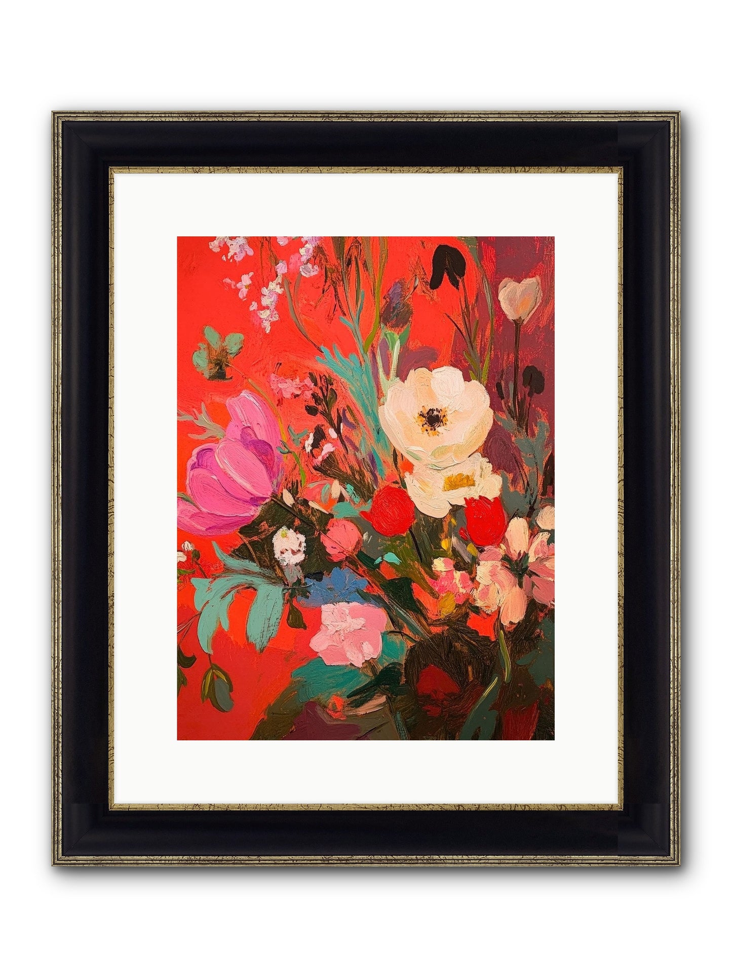 Harlequin Bijou Framed Print - Black & Gold 12x16