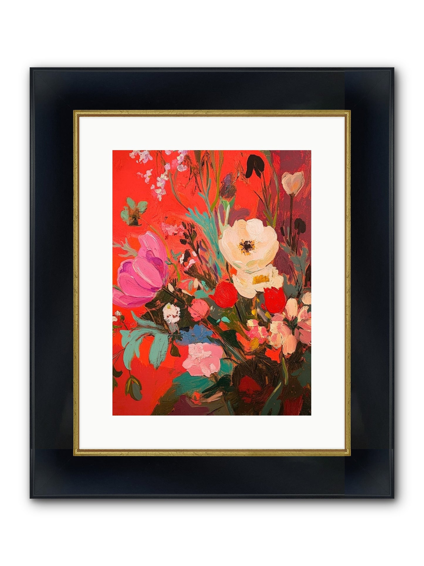 Harlequin Bijou Framed Print - Wide Black w/Gold 12x16