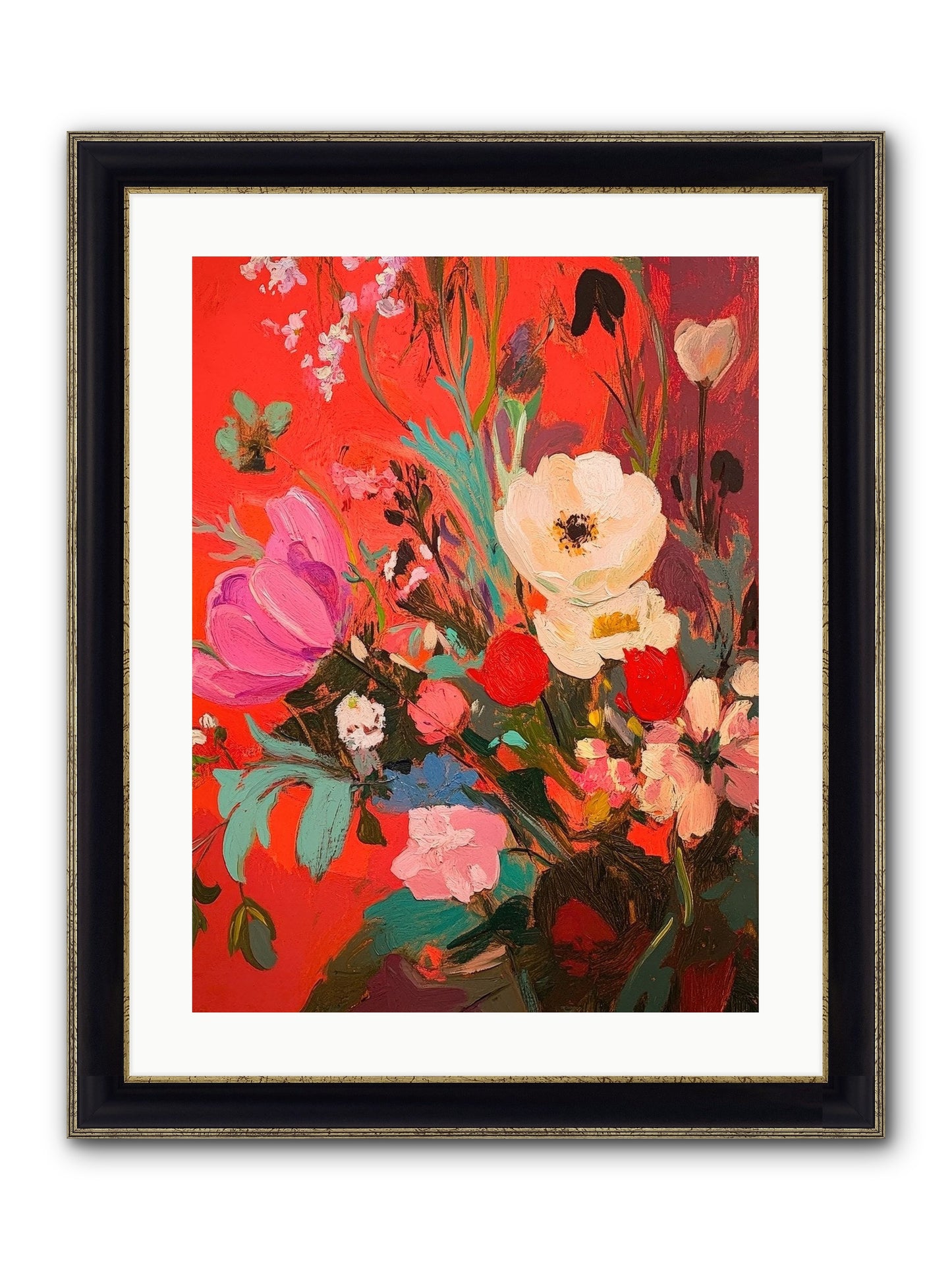 Harlequin Bijou Framed Print - Black & Gold 18x24