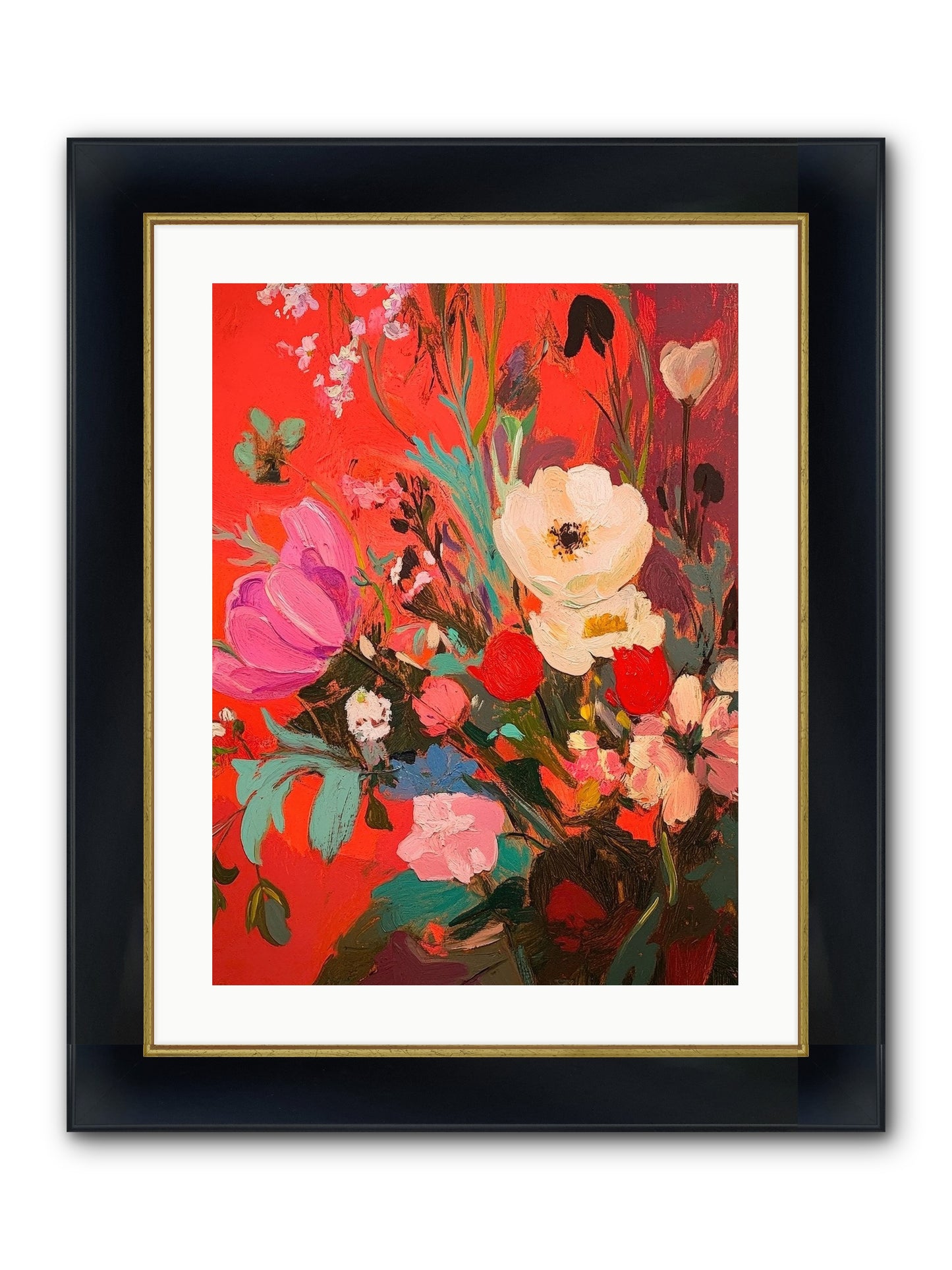 Harlequin Bijou Framed Print - Wide Black w/Gold 18x24