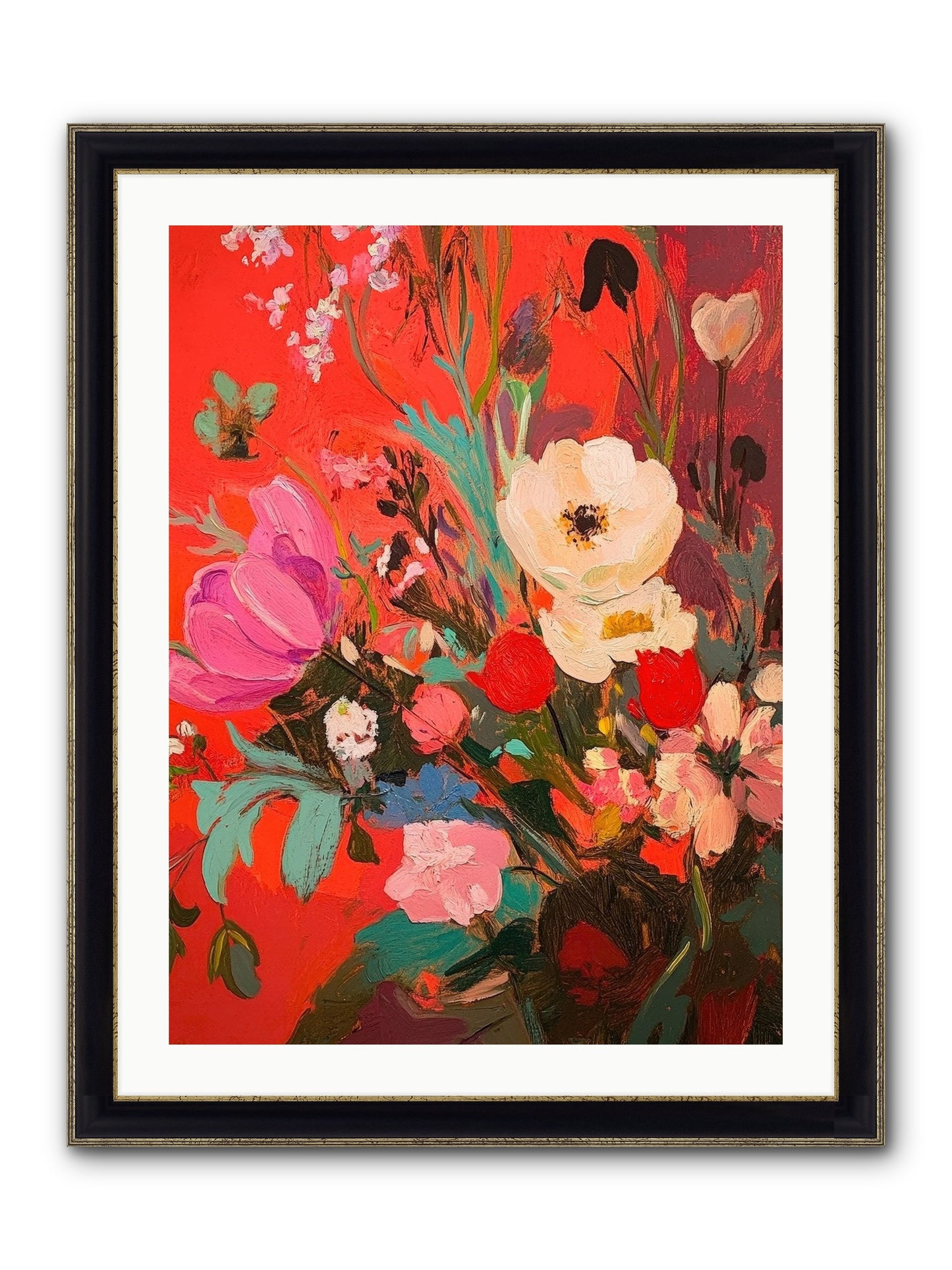 Harlequin Bijou Framed Print - Black & Gold 24x32