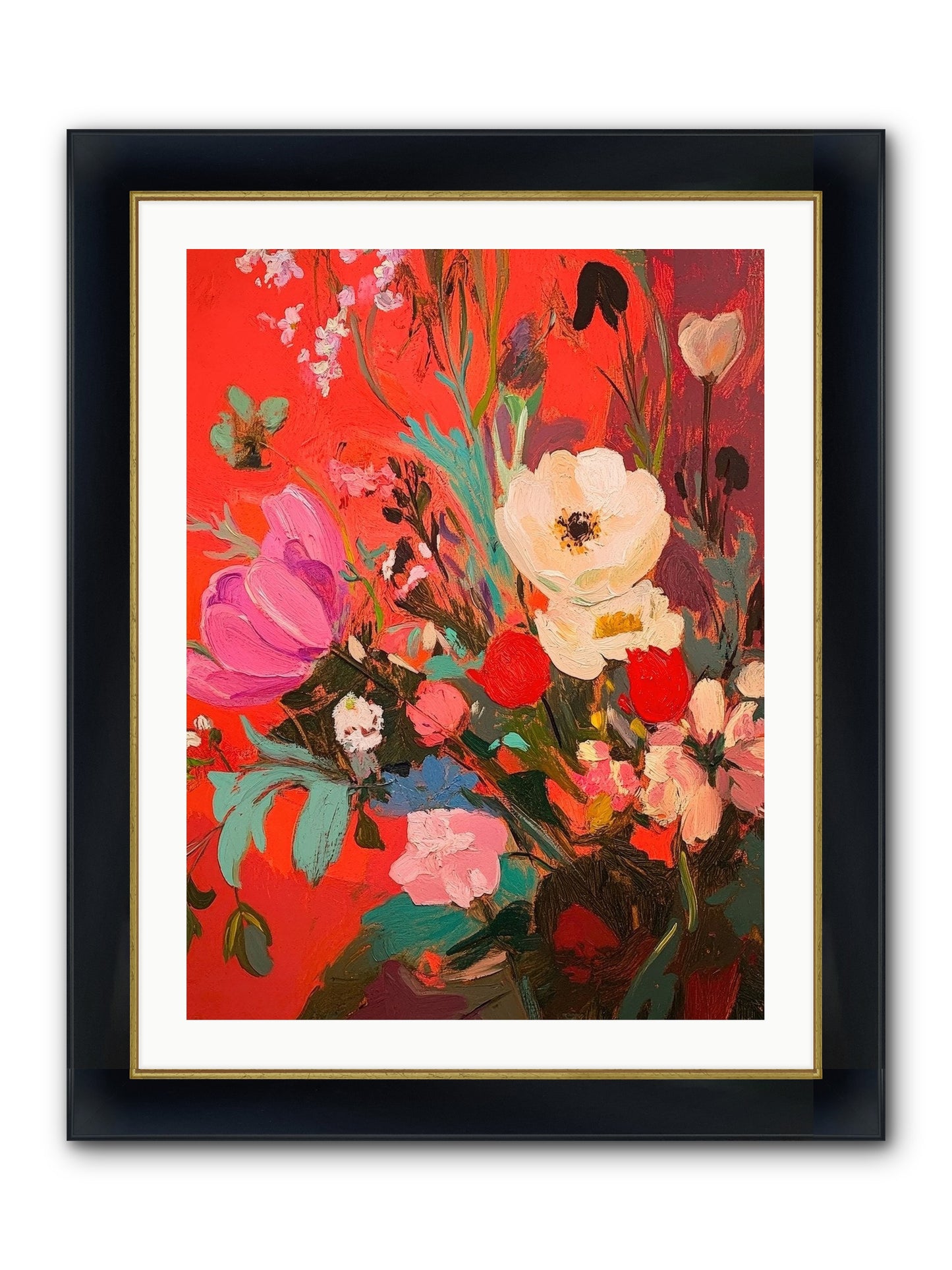 Harlequin Bijou Framed Print - Wide Black w/Gold 24x32