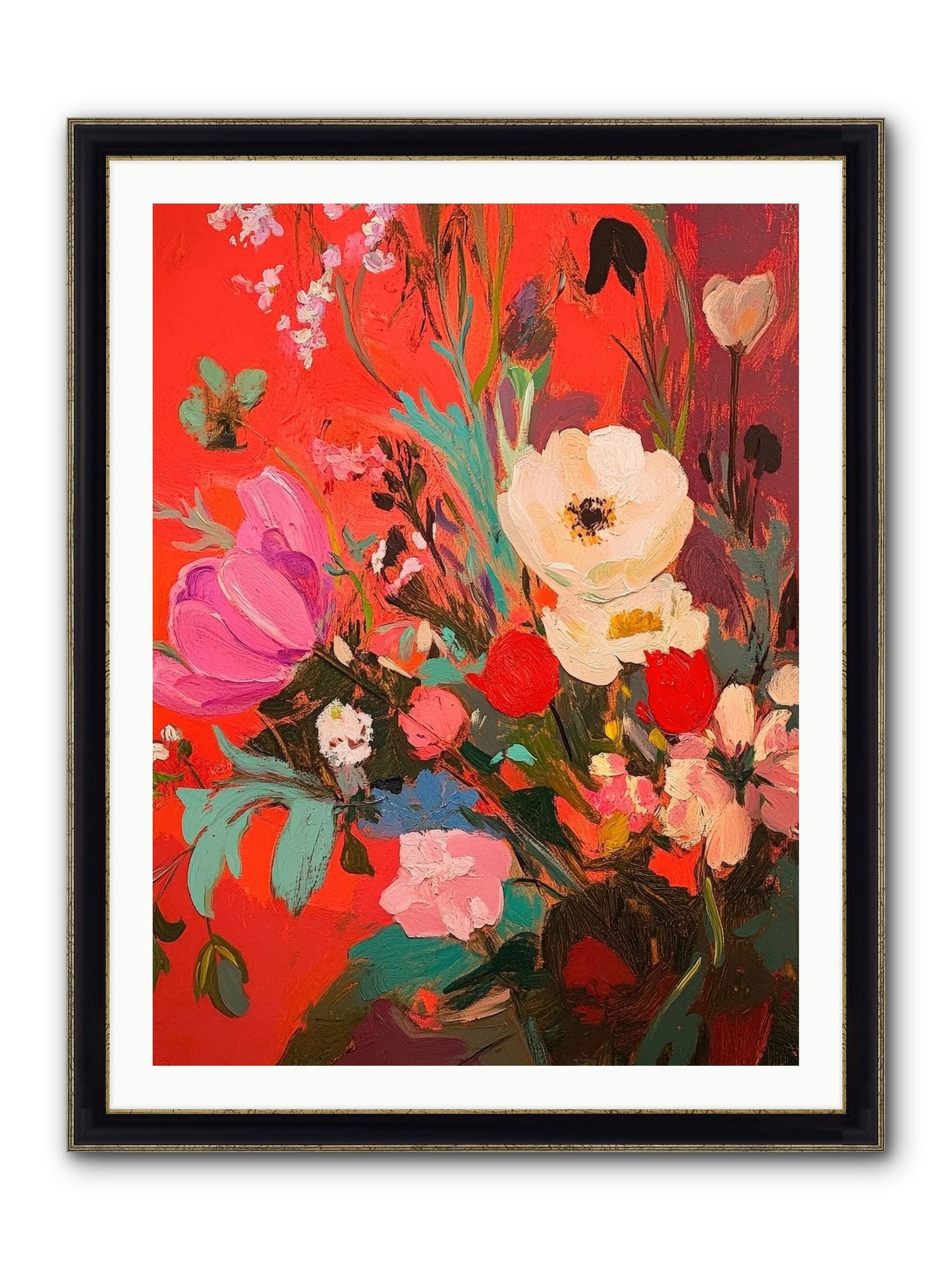 Harlequin Bijou Framed Print - Black & Gold 30x40