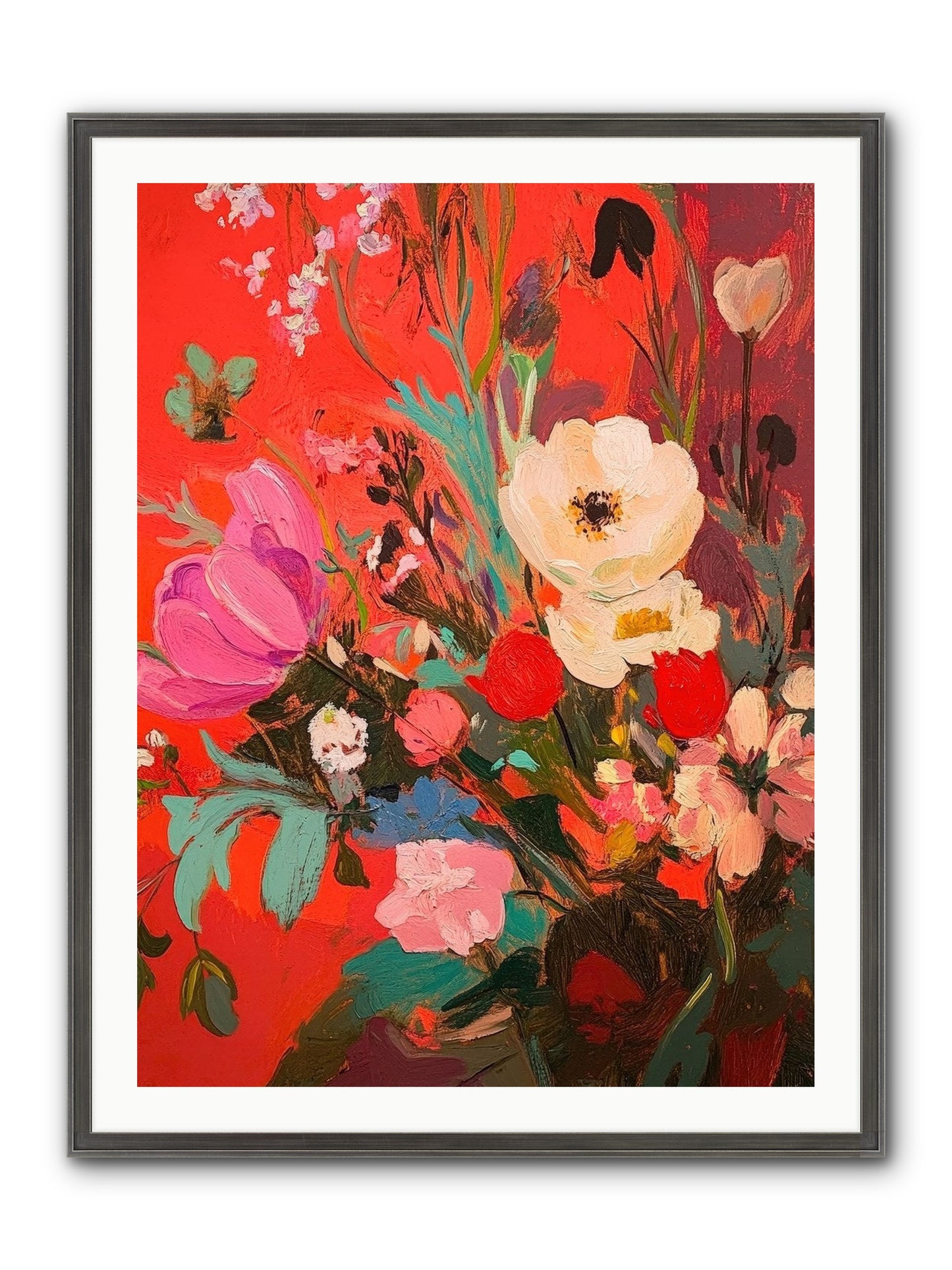Harlequin Bijou Framed Print - Slimwoods Black/Silver 30x40