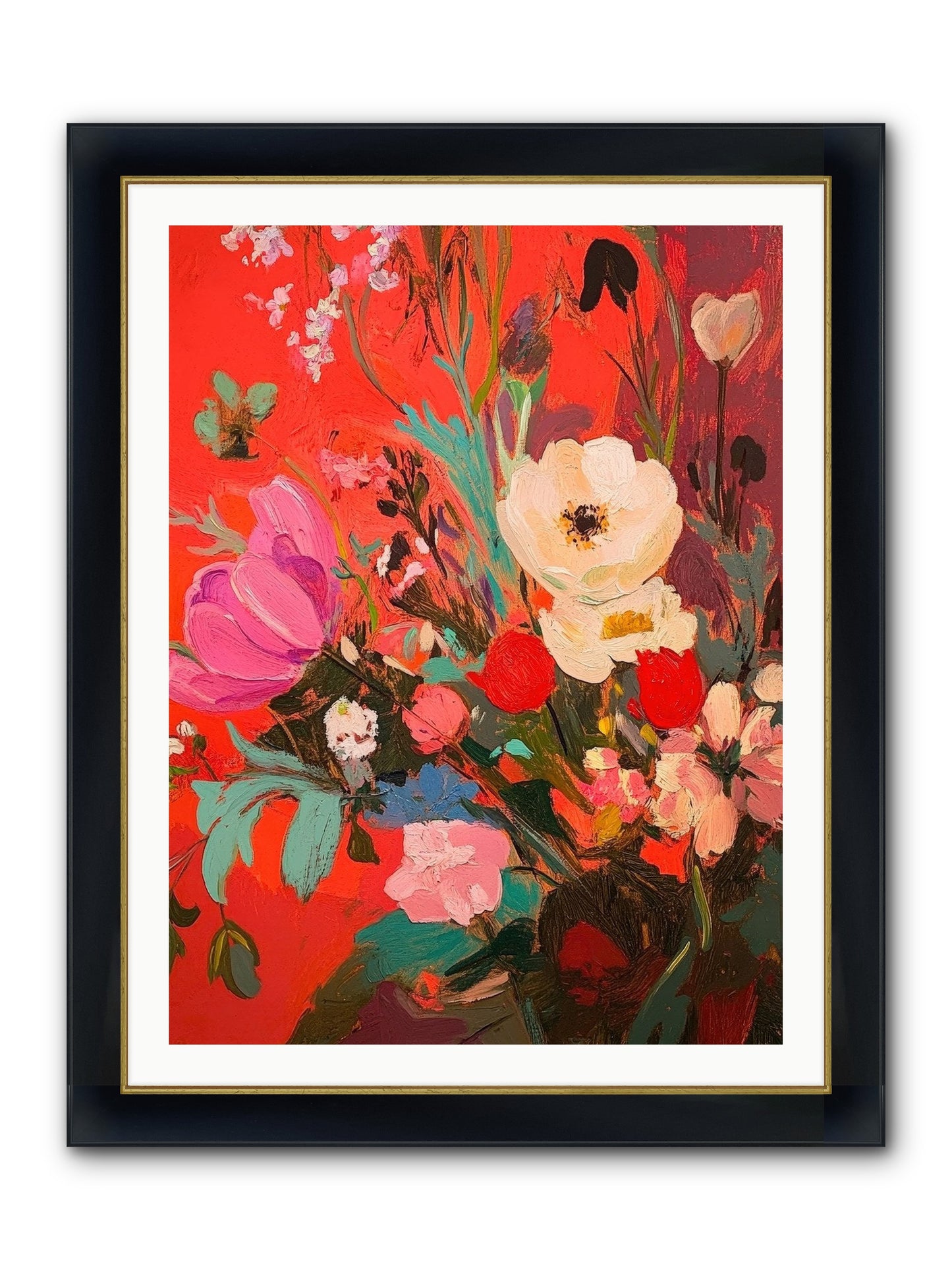 Harlequin Bijou Framed Print - Wide Black w/Gold 30x40