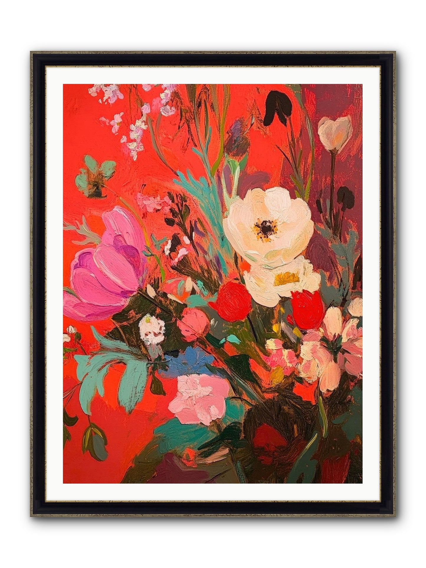 Harlequin Bijou Framed Print - Black & Gold 36x48