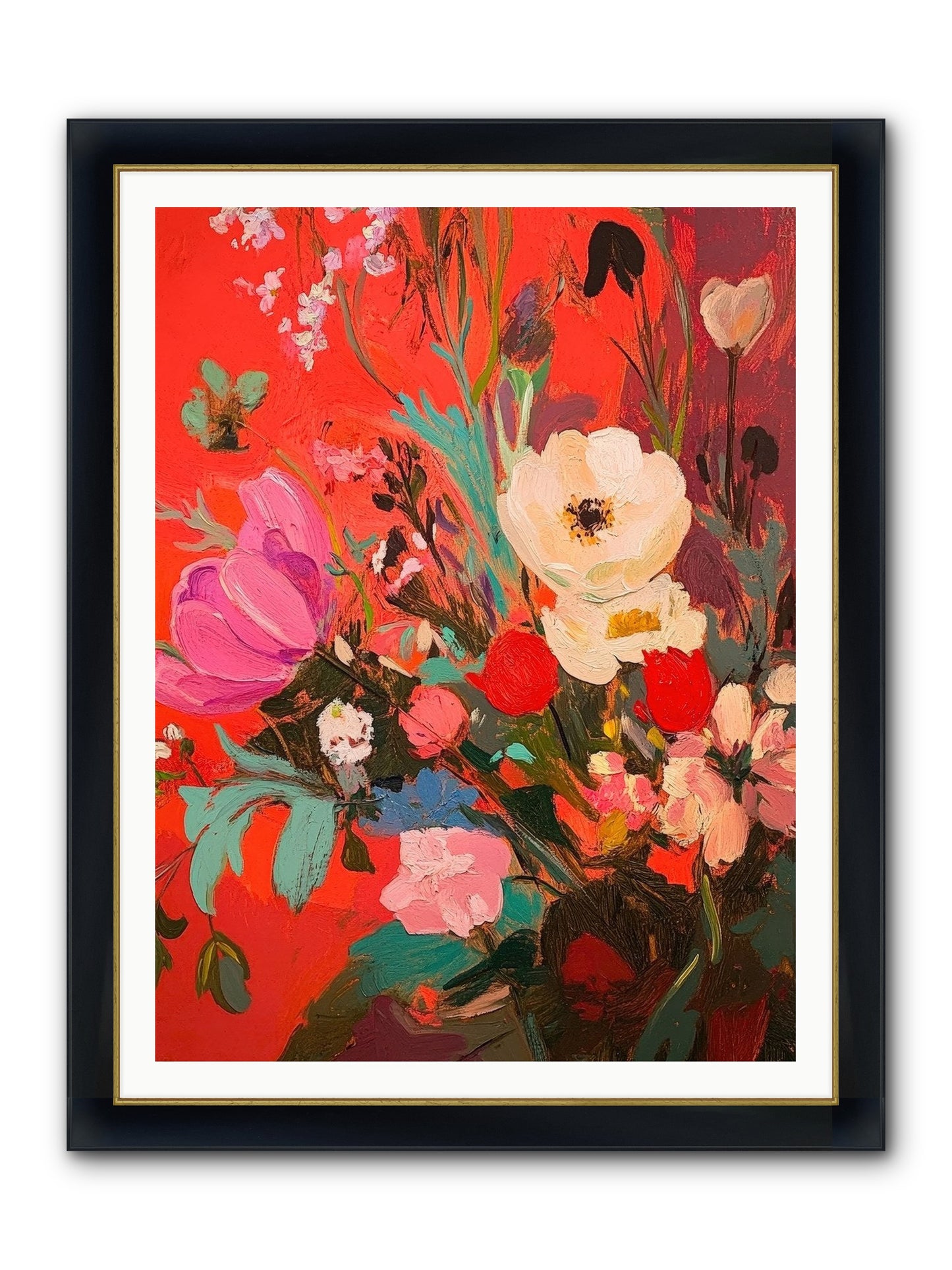 Harlequin Bijou Framed Print - Wide Black w/Gold 36x48
