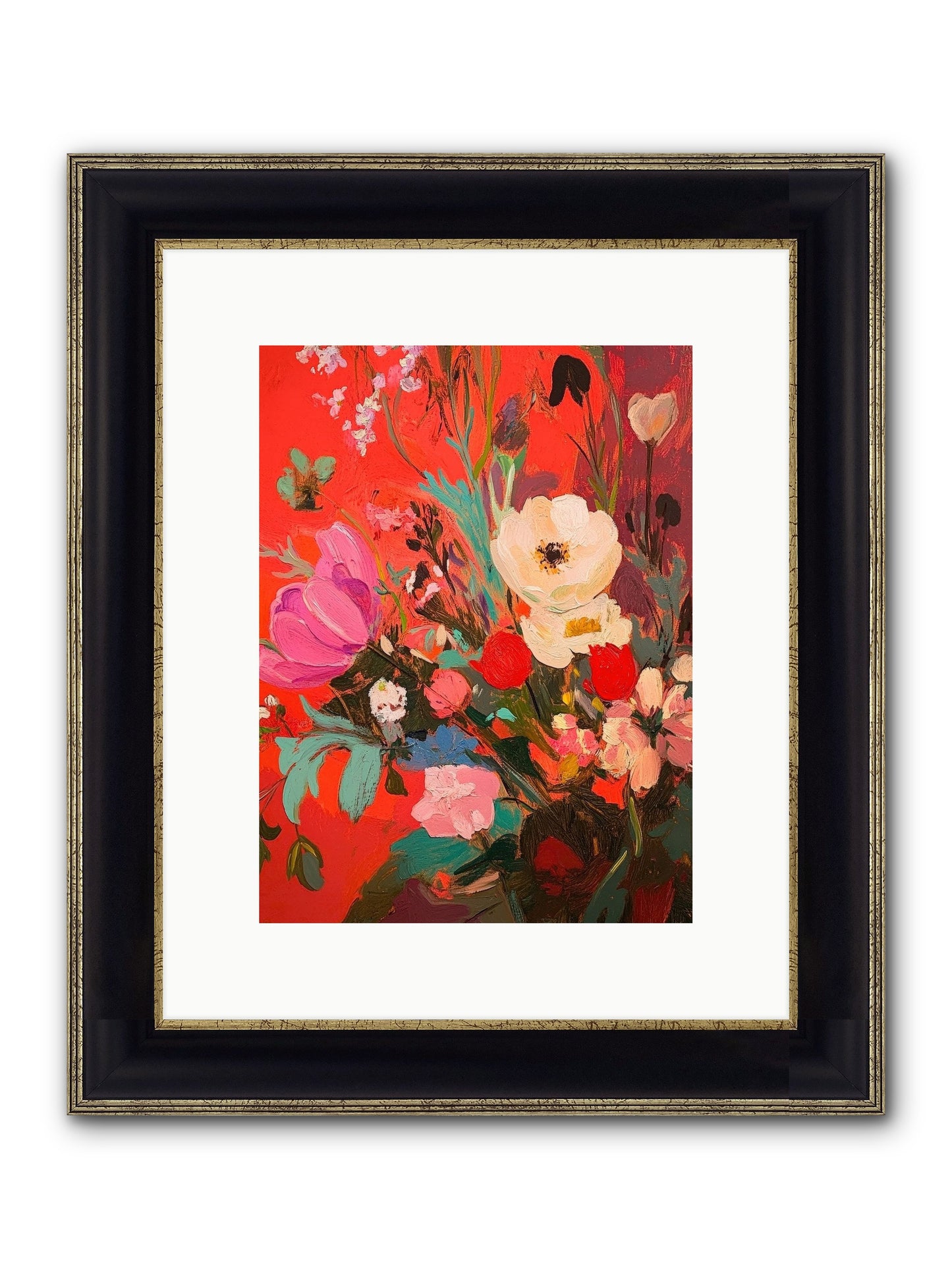 Harlequin Bijou Framed Print - Black & Gold 9x12