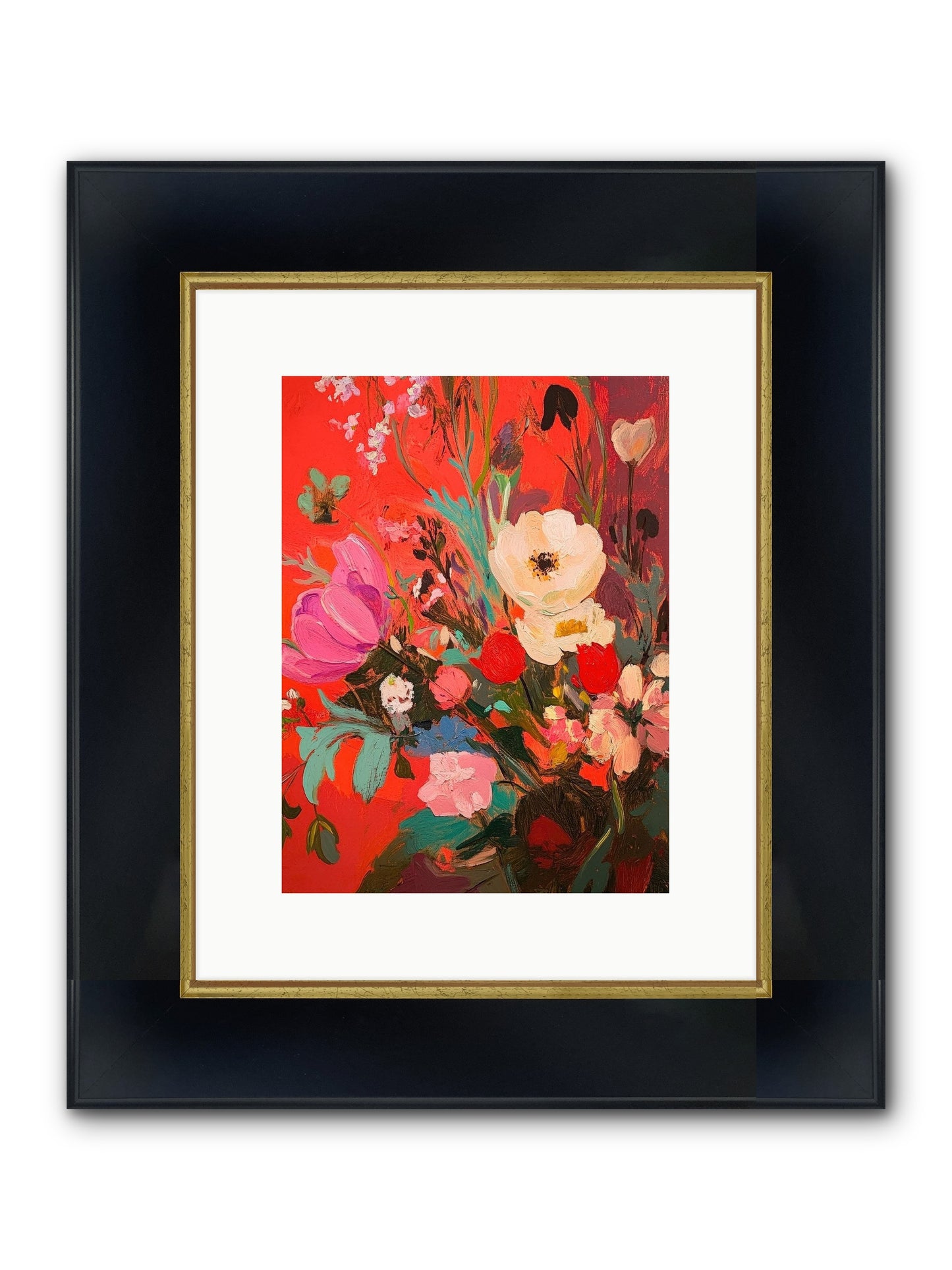 Harlequin Bijou Framed Print - Wide Black w/Gold 9x12