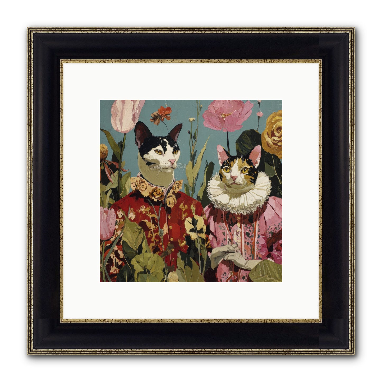 Harlequin Garden Society No.1 Framed Print - Black & Gold 10x10
