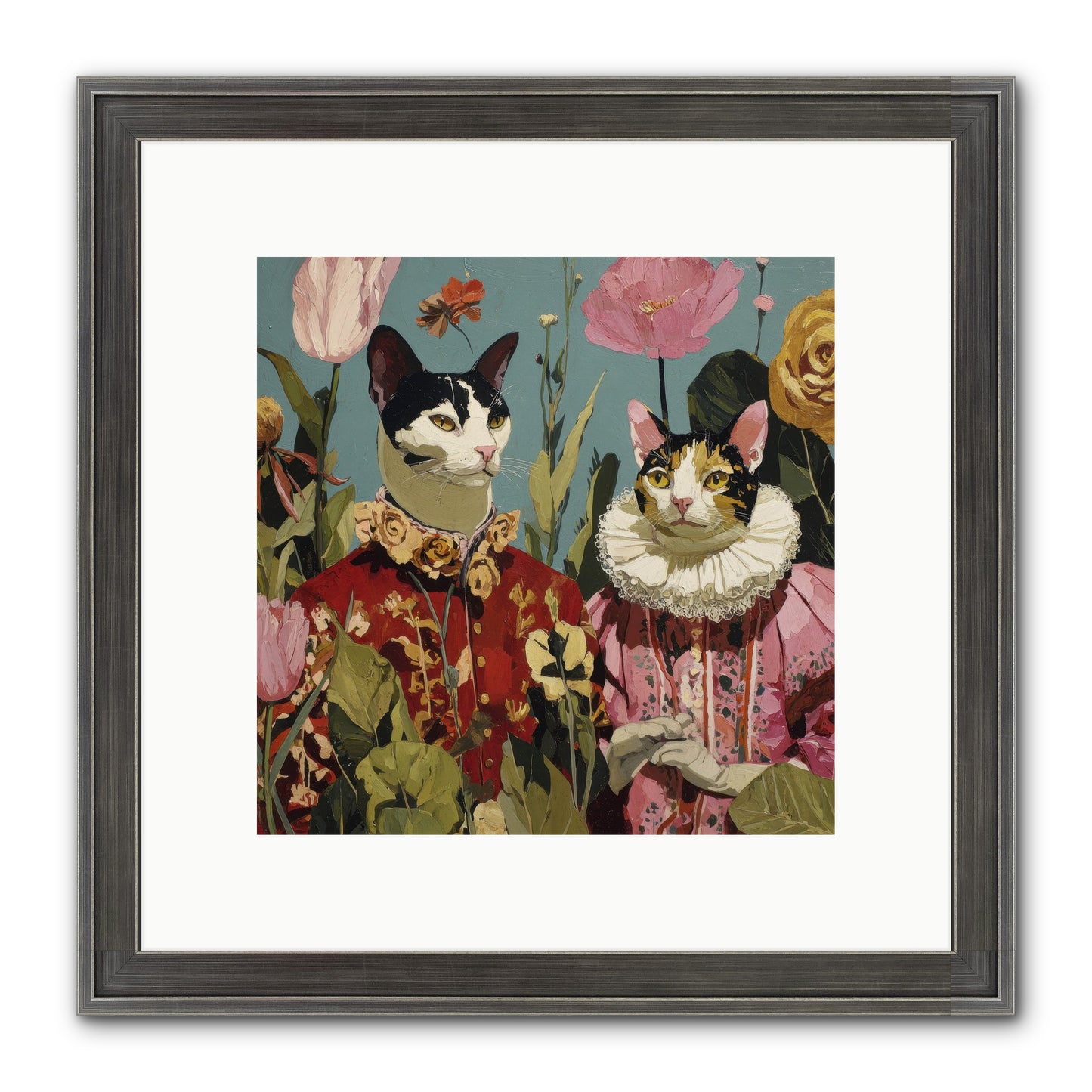 Harlequin Garden Society No.1 Framed Print - Slimwoods Black/Silver 10x10