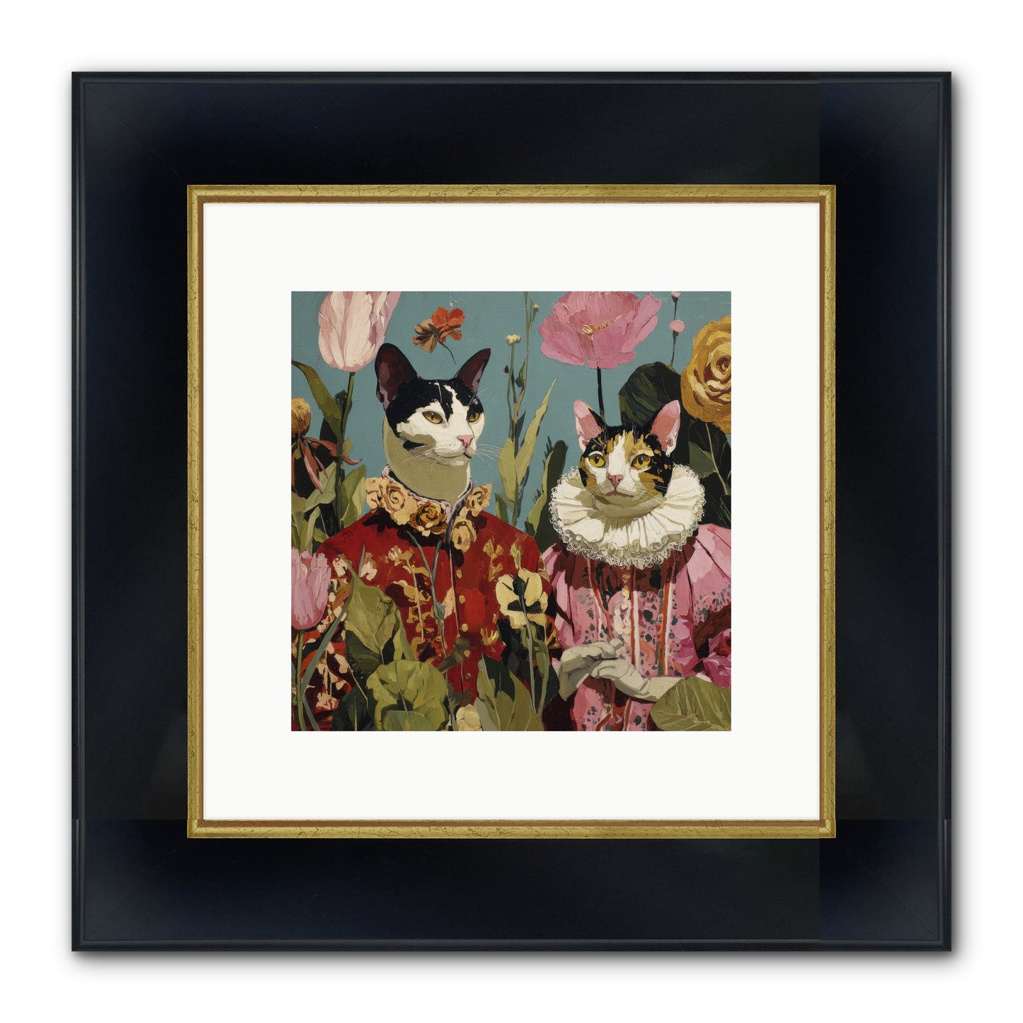 Harlequin Garden Society No.1 Framed Print - Wide Black w/Gold 10x10