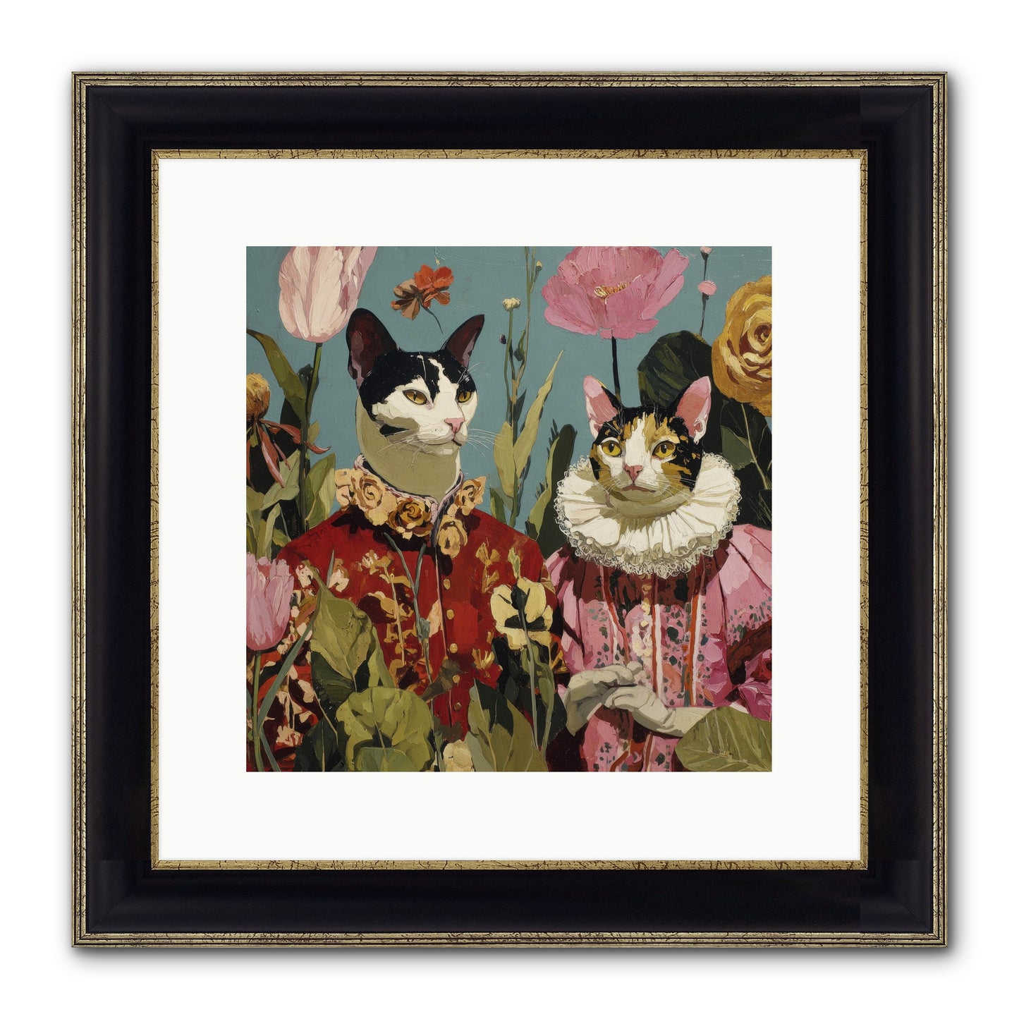 Harlequin Garden Society No.1 Framed Print - Black & Gold 12x12