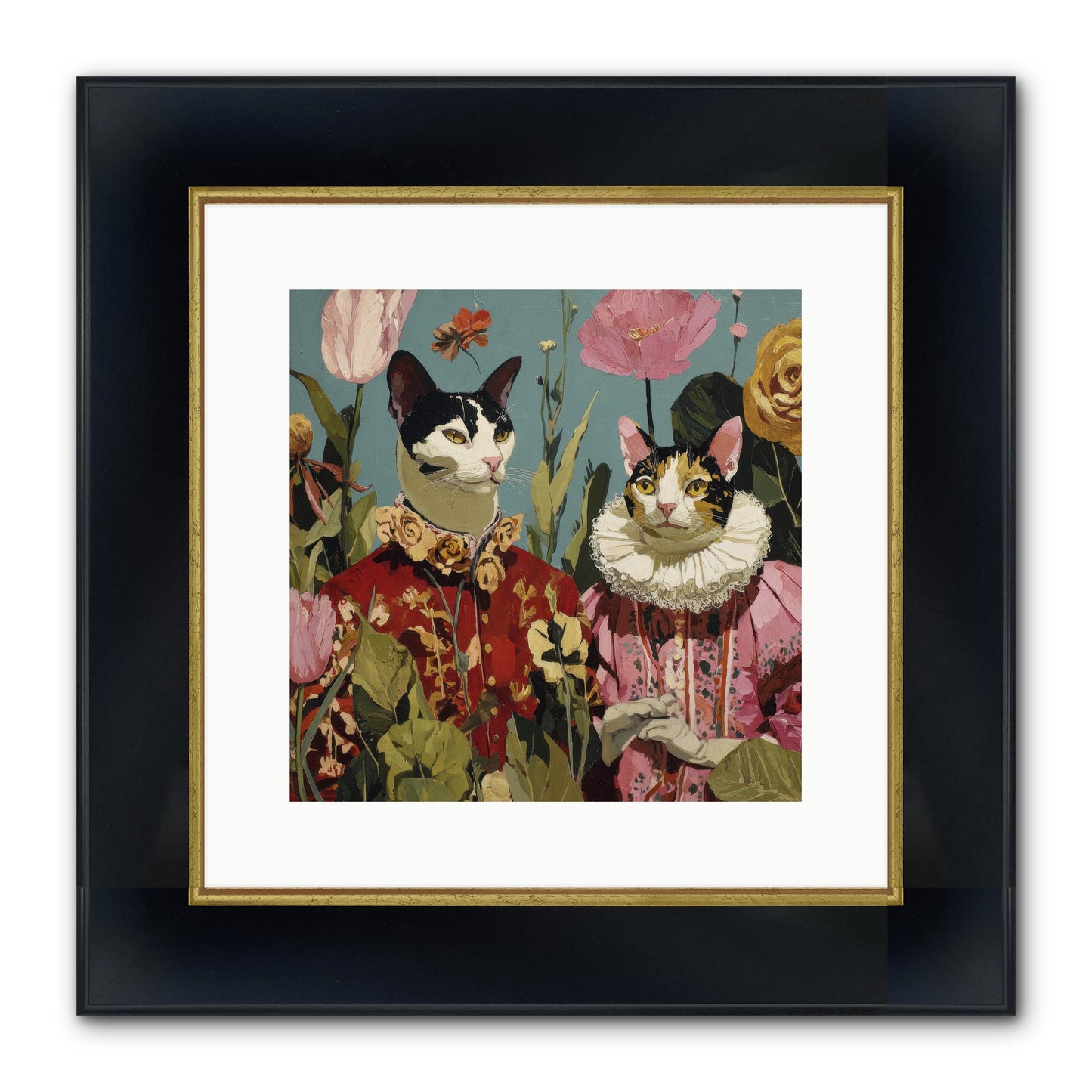 Harlequin Garden Society No.1 Framed Print - Wide Black w/Gold 12x12