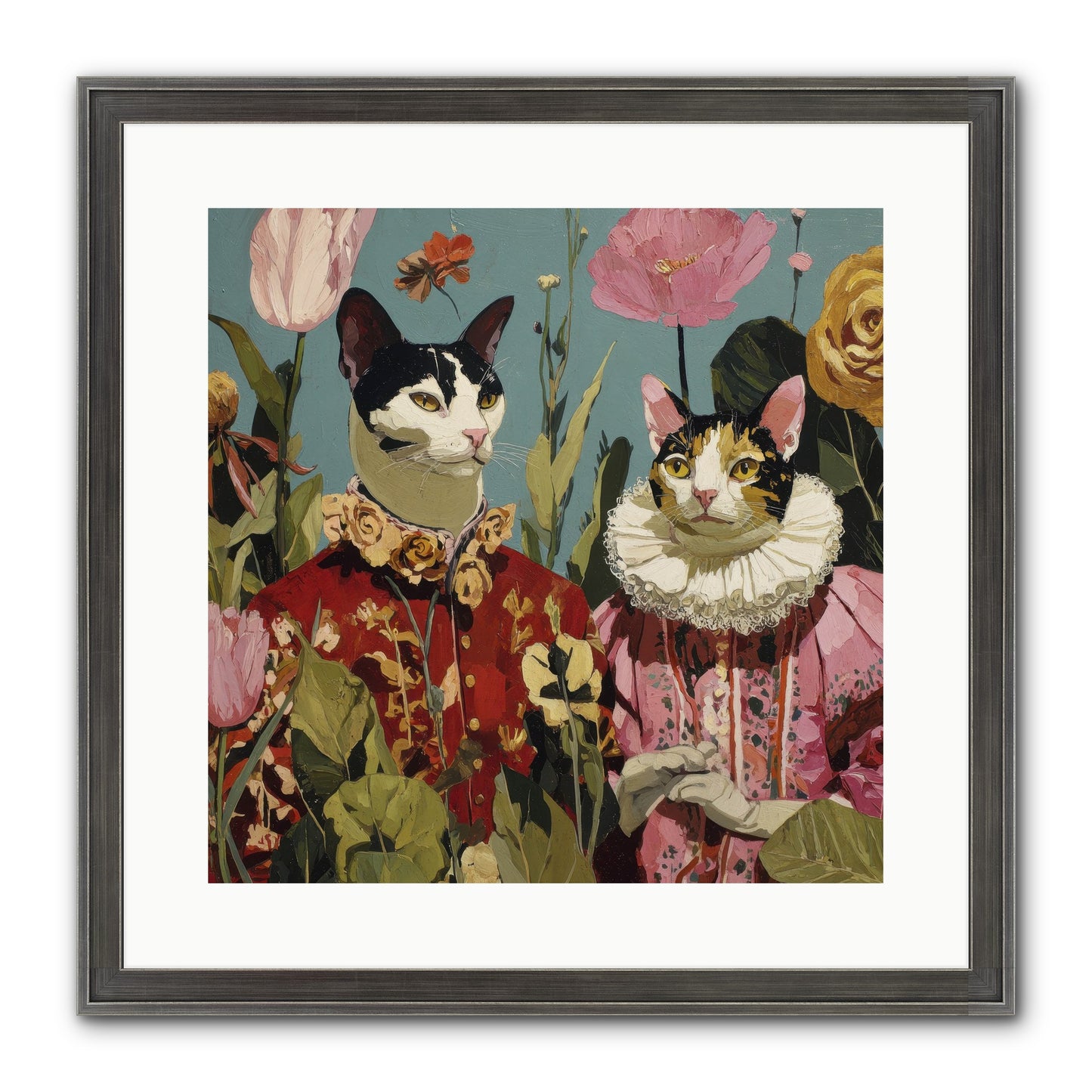 Harlequin Garden Society No.1 Framed Print - Slimwoods Black/Silver 16x16