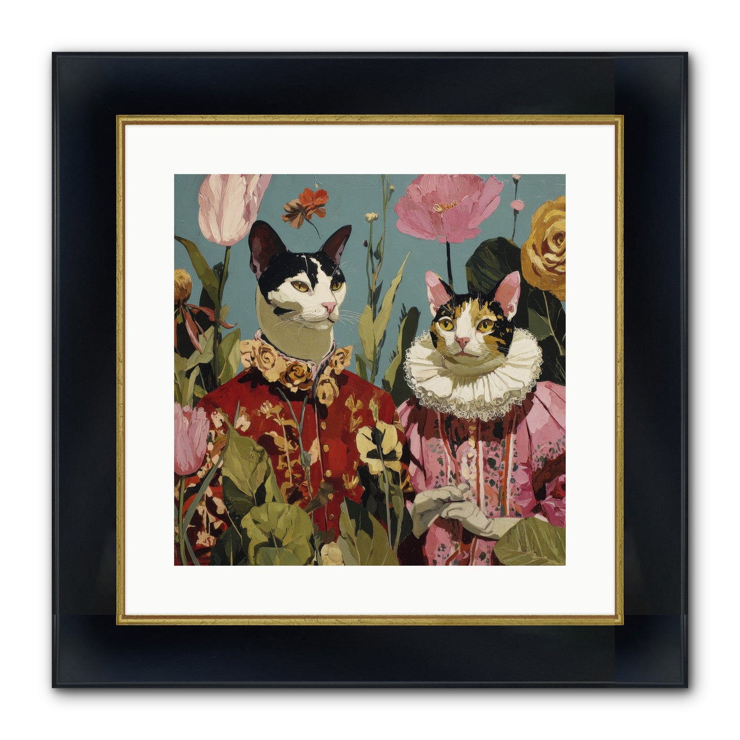 Harlequin Garden Society No.1 Framed Print - Wide Black w/Gold 16x16