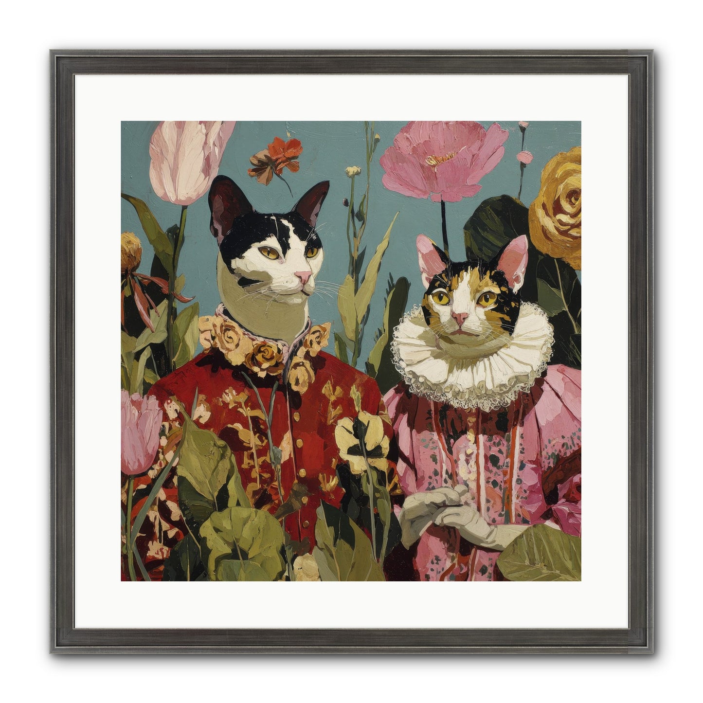 Harlequin Garden Society No.1 Framed Print - Slimwoods Black/Silver 20x20