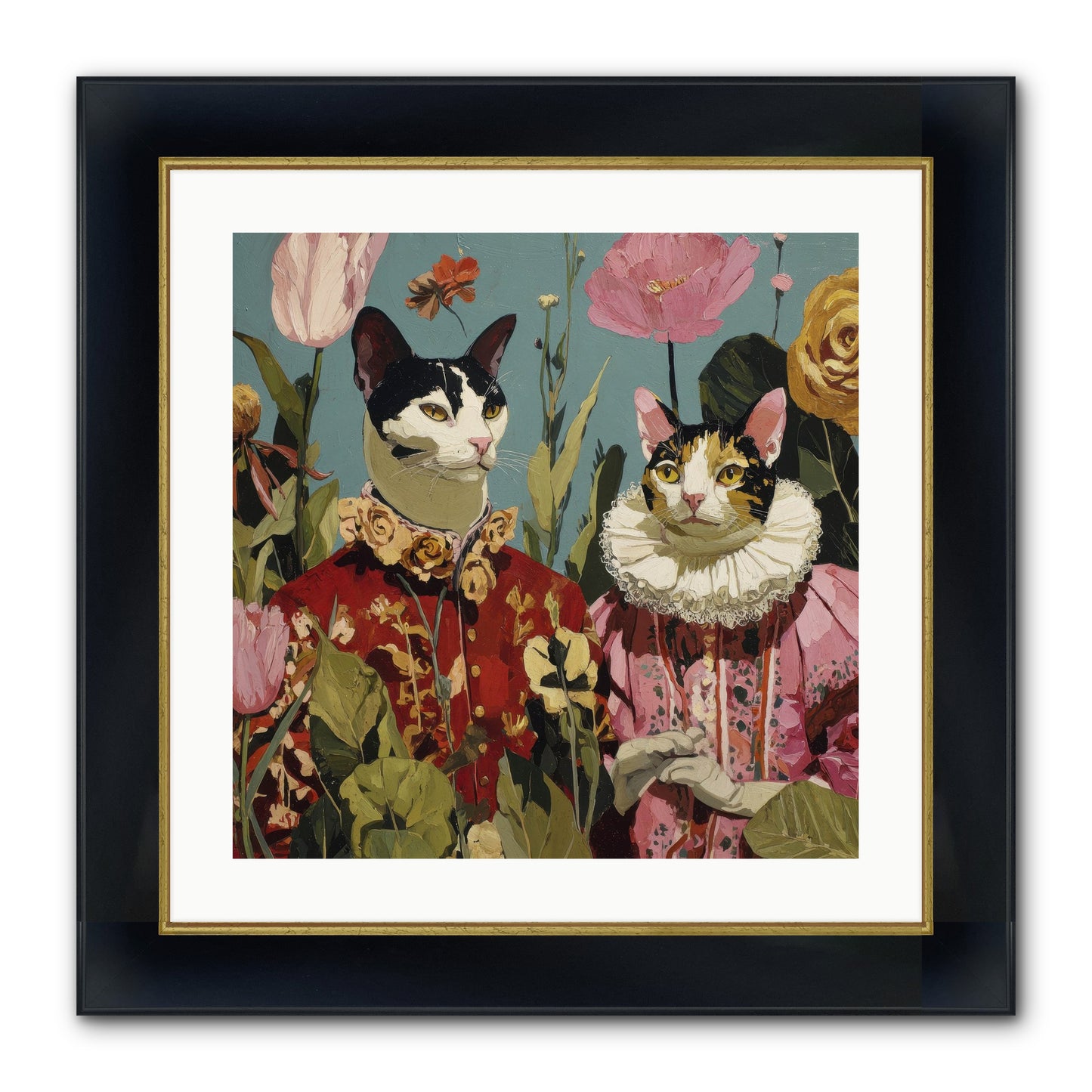 Harlequin Garden Society No.1 Framed Print - Wide Black w/Gold 20x20