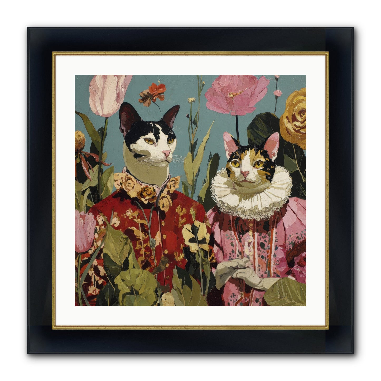 Harlequin Garden Society No.1 Framed Print - Wide Black w/Gold 24x24