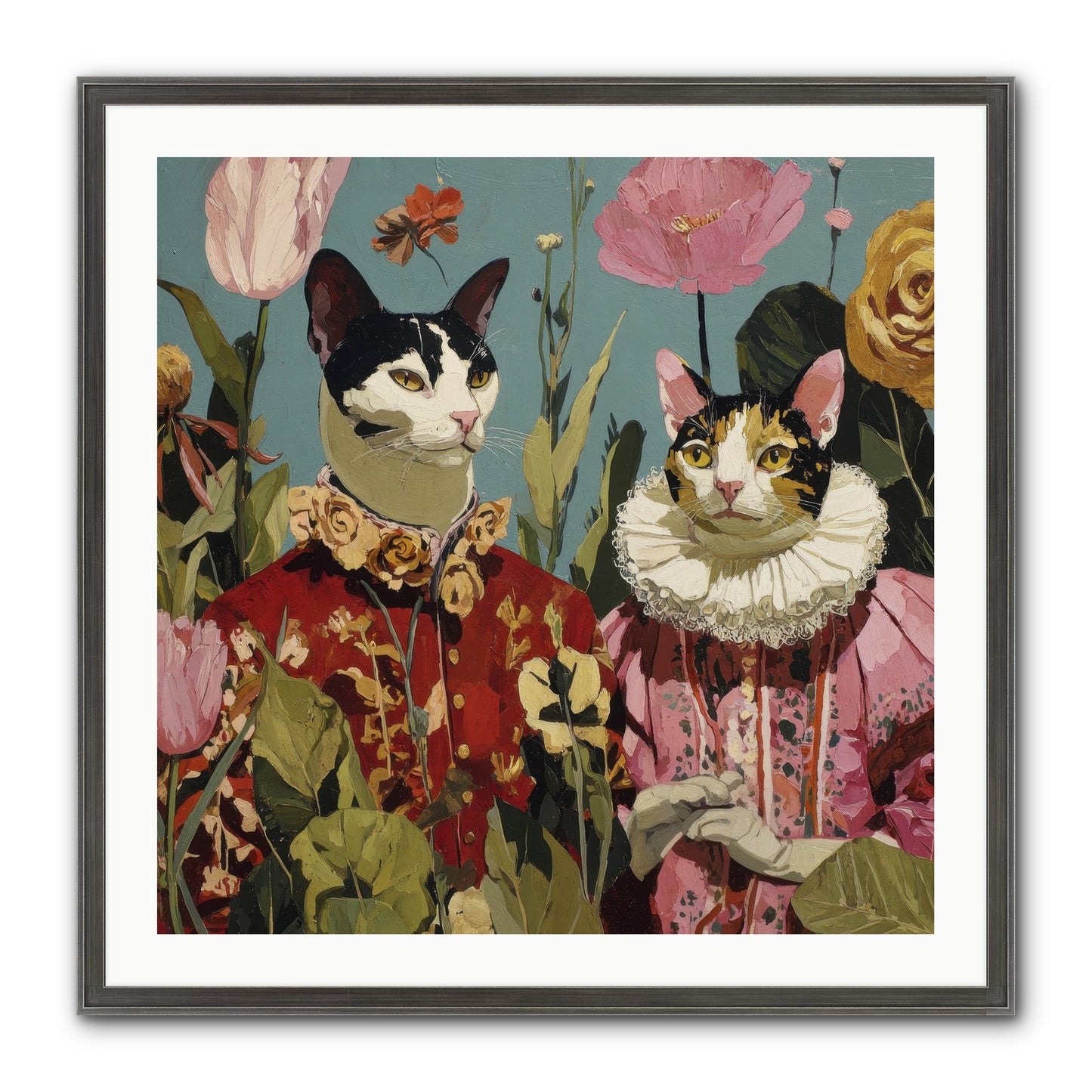 Harlequin Garden Society No.1 Framed Print - Slimwoods Black/Silver 30x30