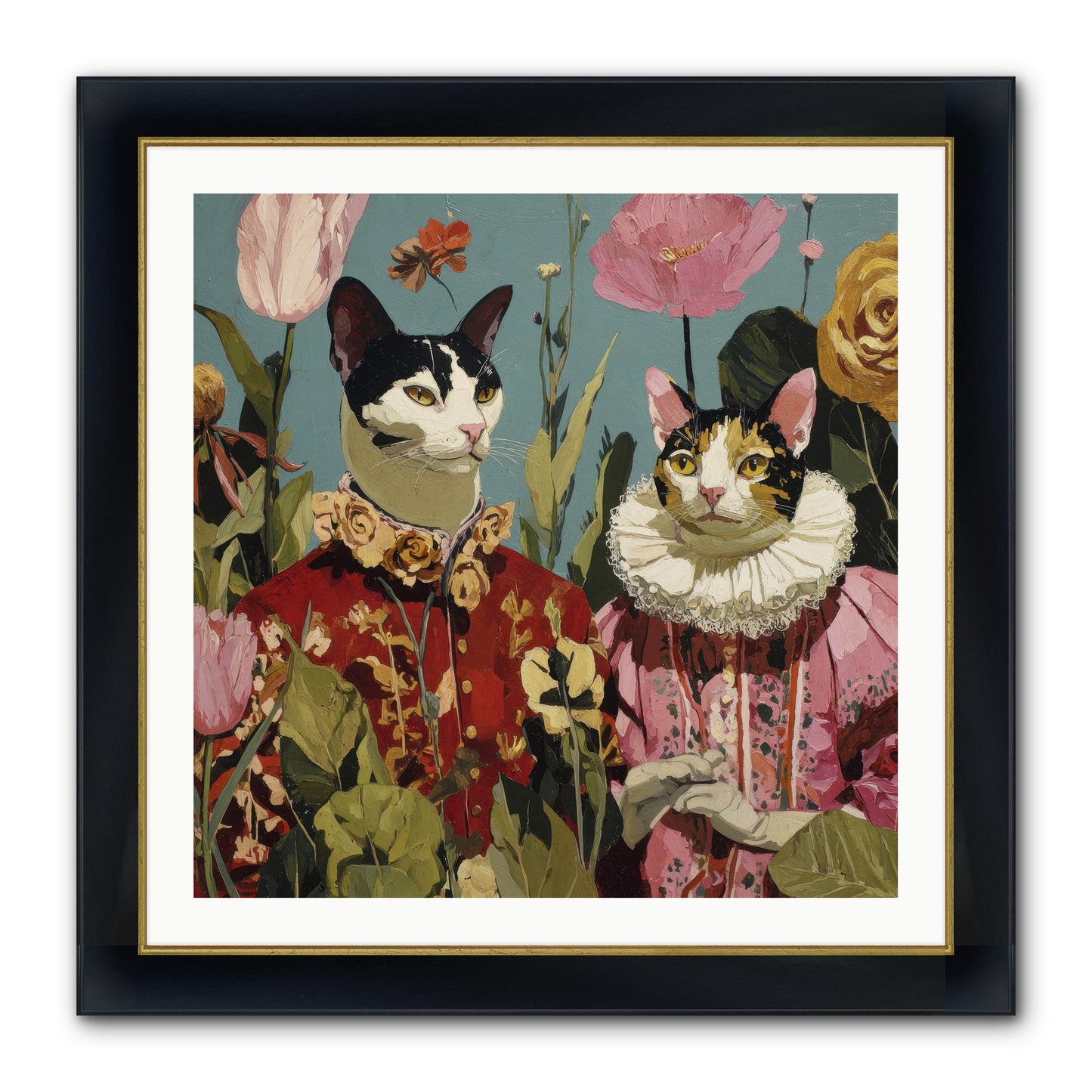 Harlequin Garden Society No.1 Framed Print - Wide Black w/Gold 30x30