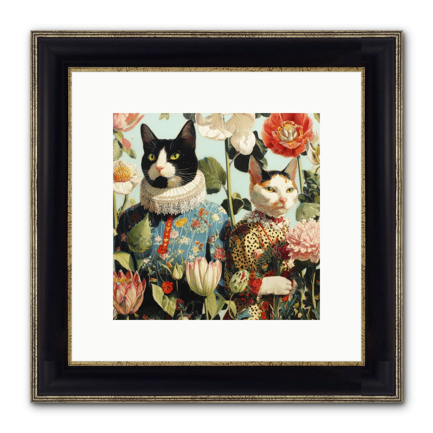 Harlequin Garden Society No.2 Framed Print - Black & Gold 10x10