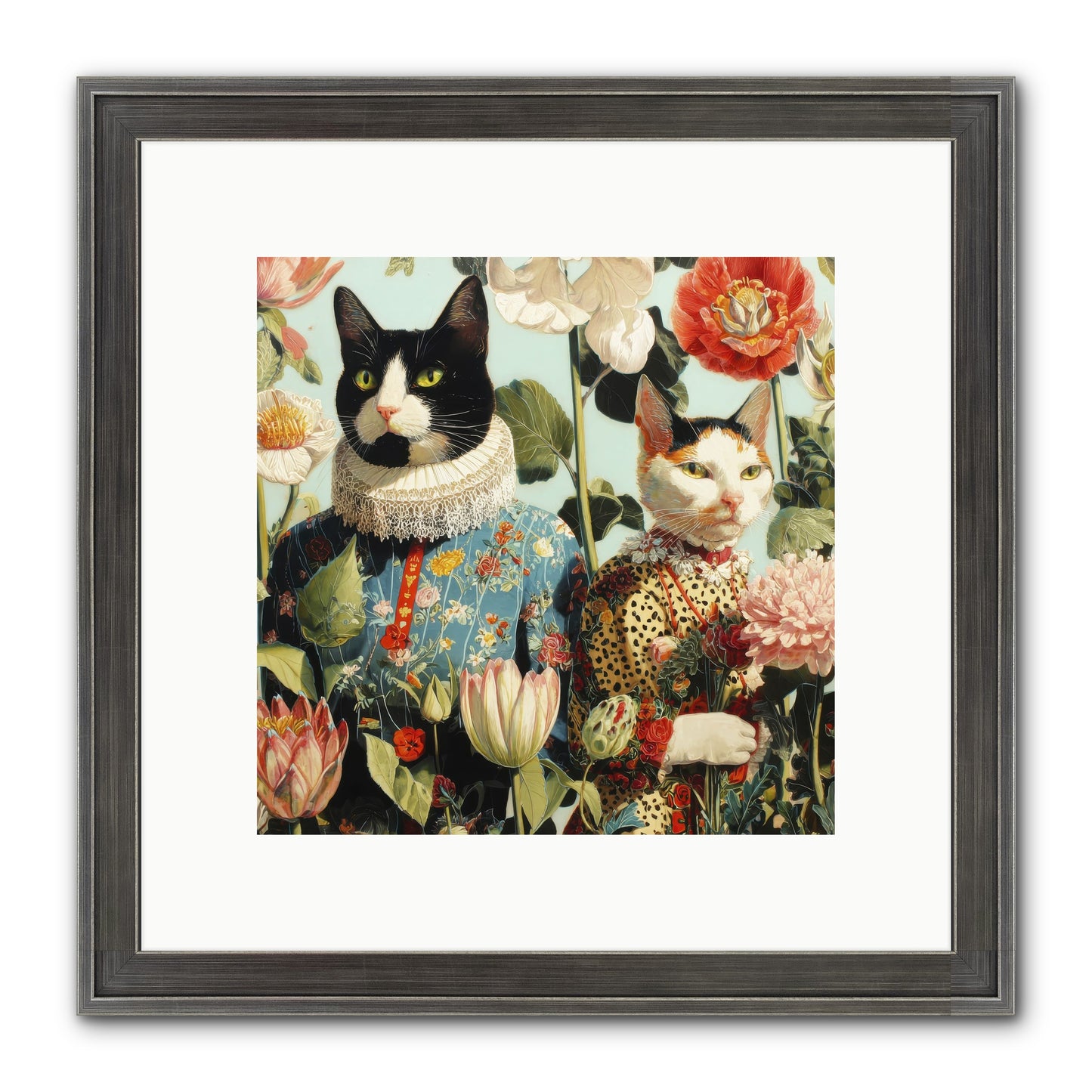 Harlequin Garden Society No.2 Framed Print - Slimwoods Black/Silver 10x10