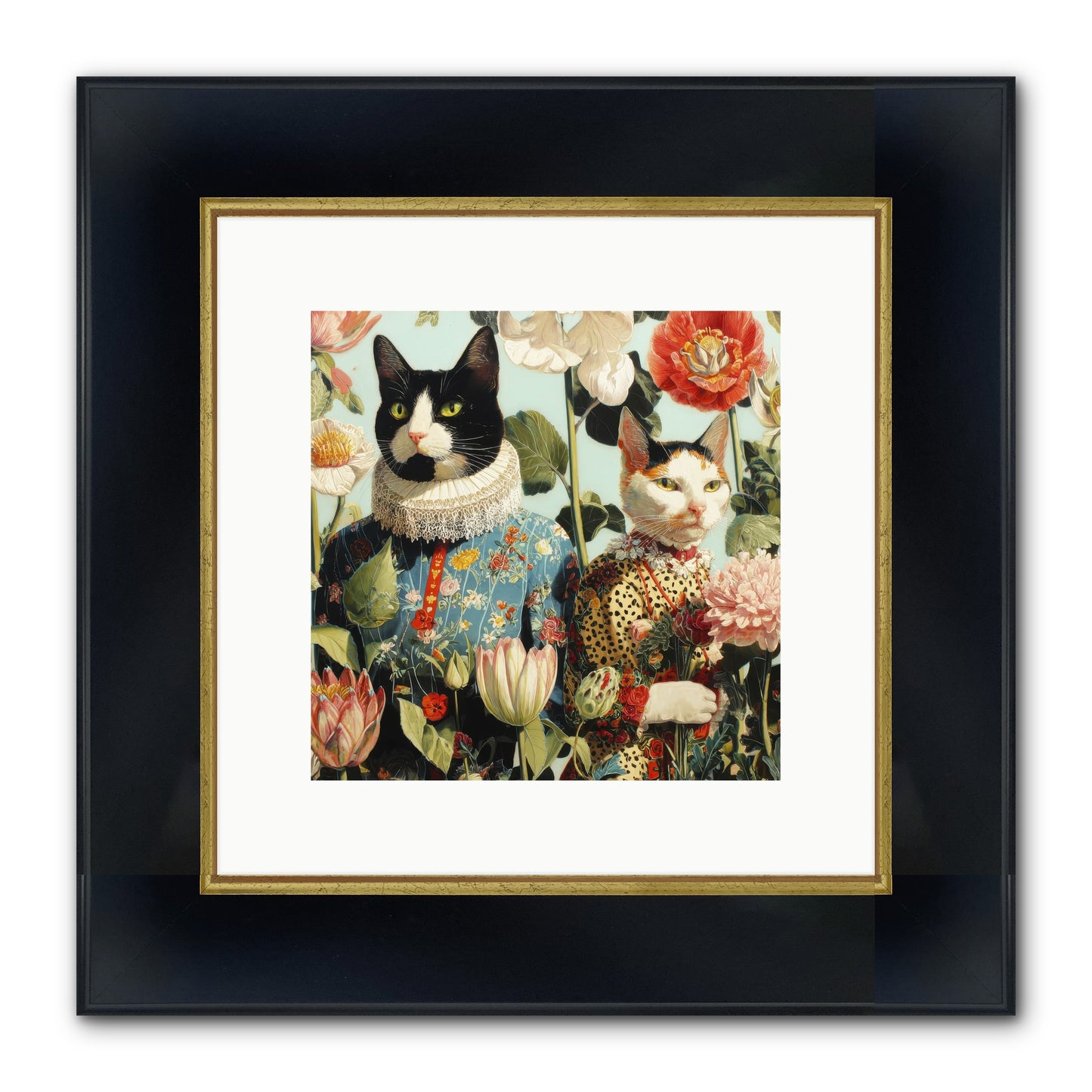 Harlequin Garden Society No.2 Framed Print - Wide Black w/Gold 10x10