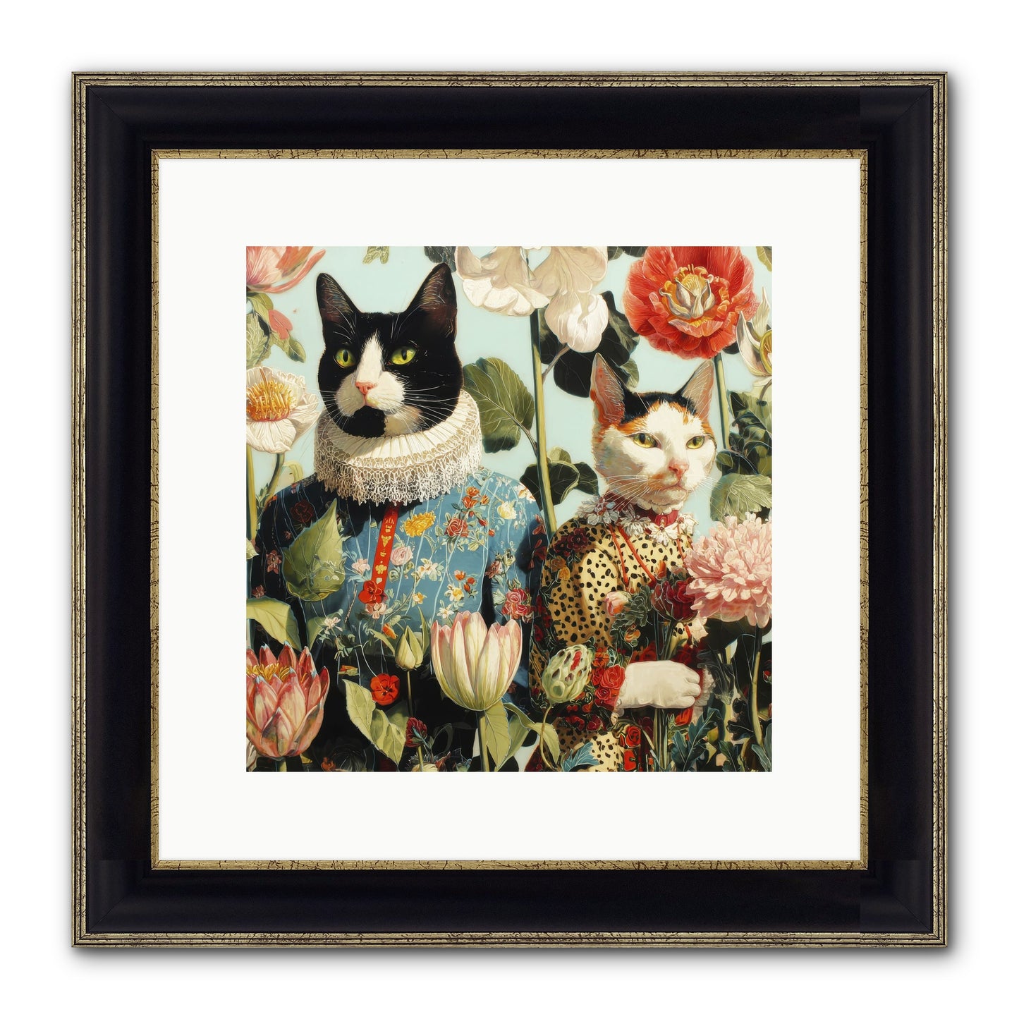 Harlequin Garden Society No.2 Framed Print - Black & Gold 12x12