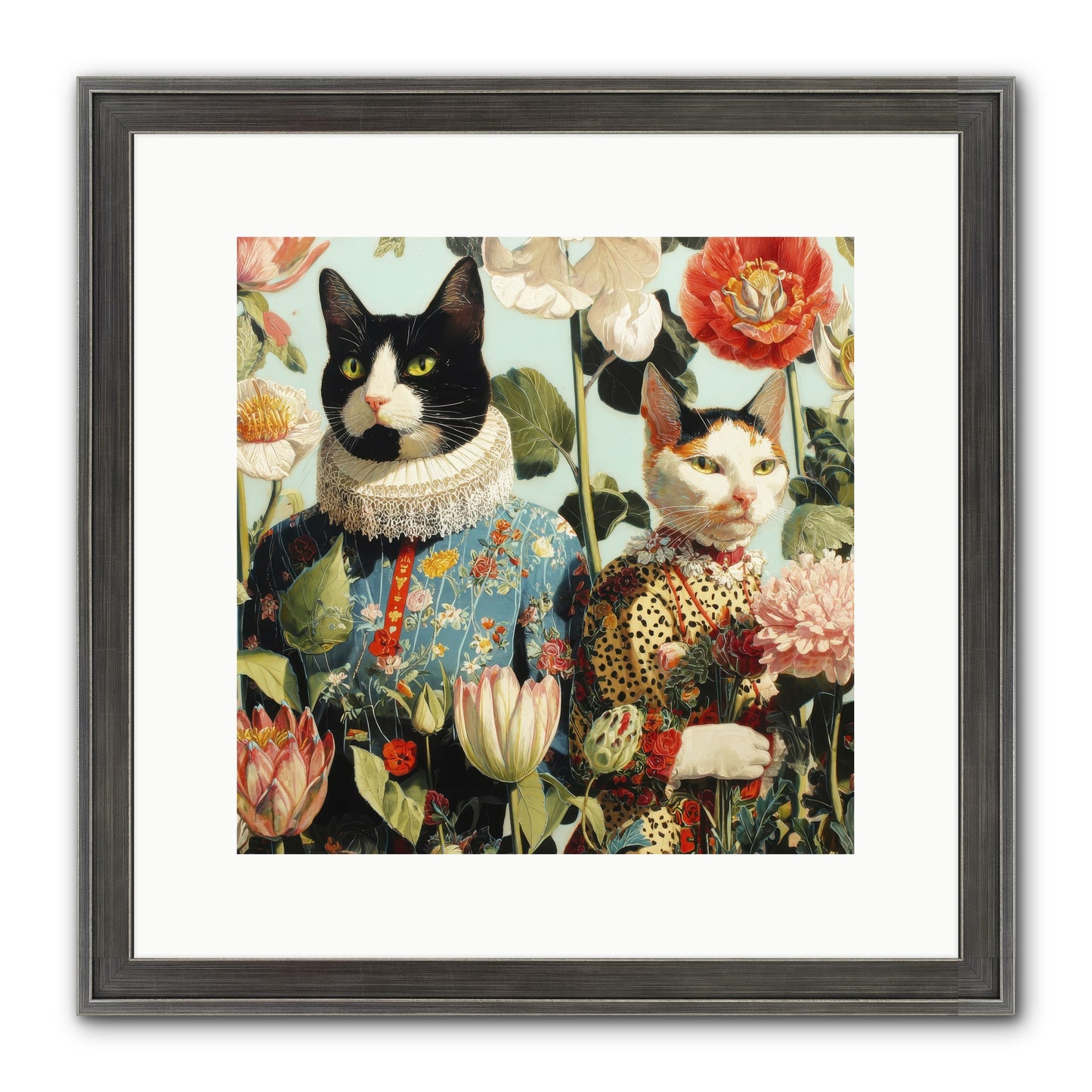 Harlequin Garden Society No.2 Framed Print - Slimwoods Black/Silver 12x12
