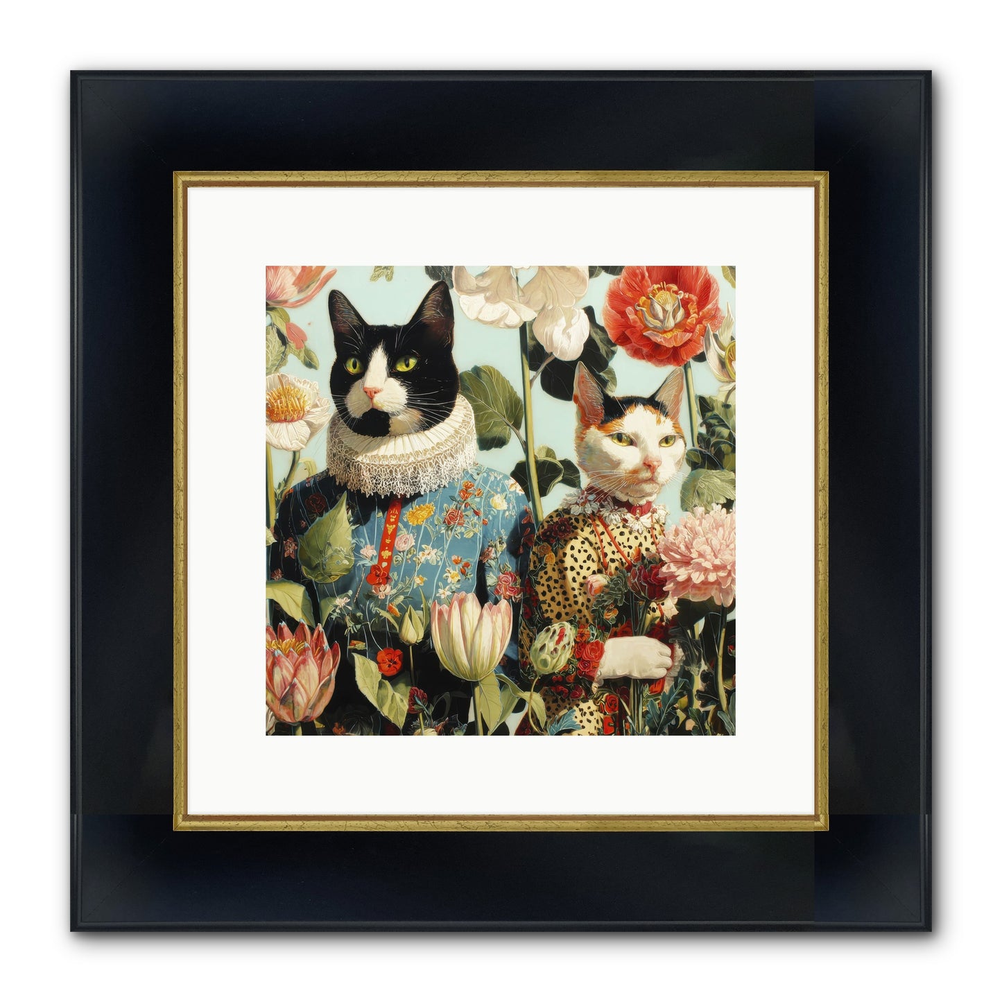 Harlequin Garden Society No.2 Framed Print - Wide Black w/Gold 12x12
